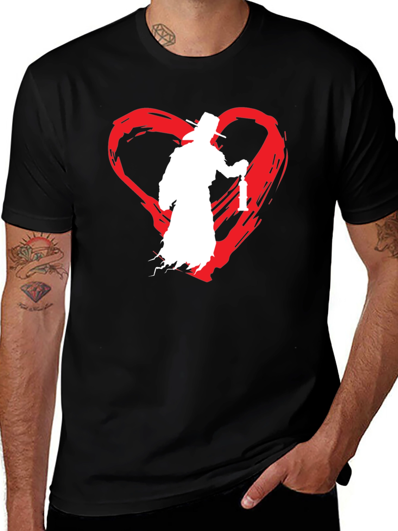 Variant 11 of Vintage Heart Plague Doctor Graphic Black T-Shirt