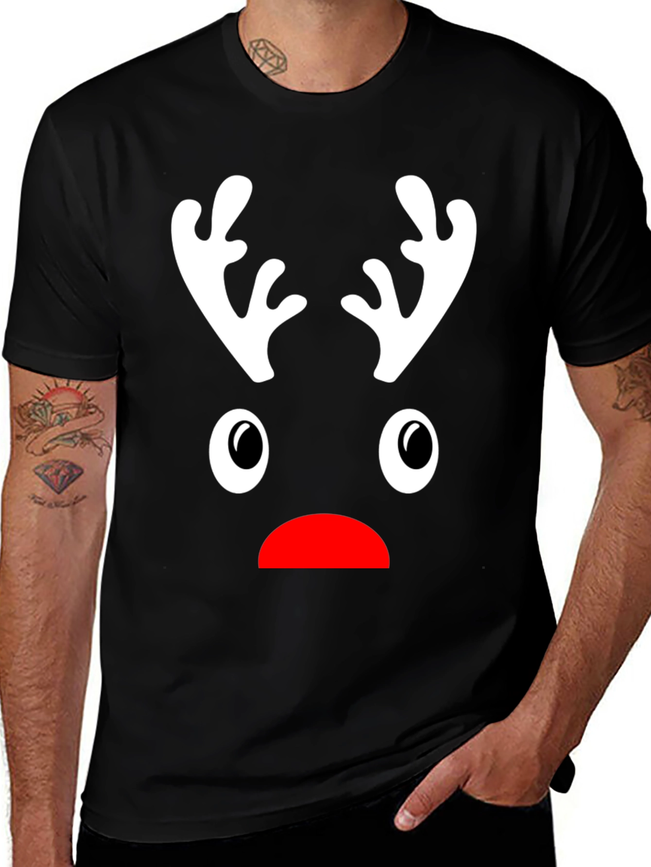 Variant 15 of Funny Reindeer Face Christmas T-Shirt