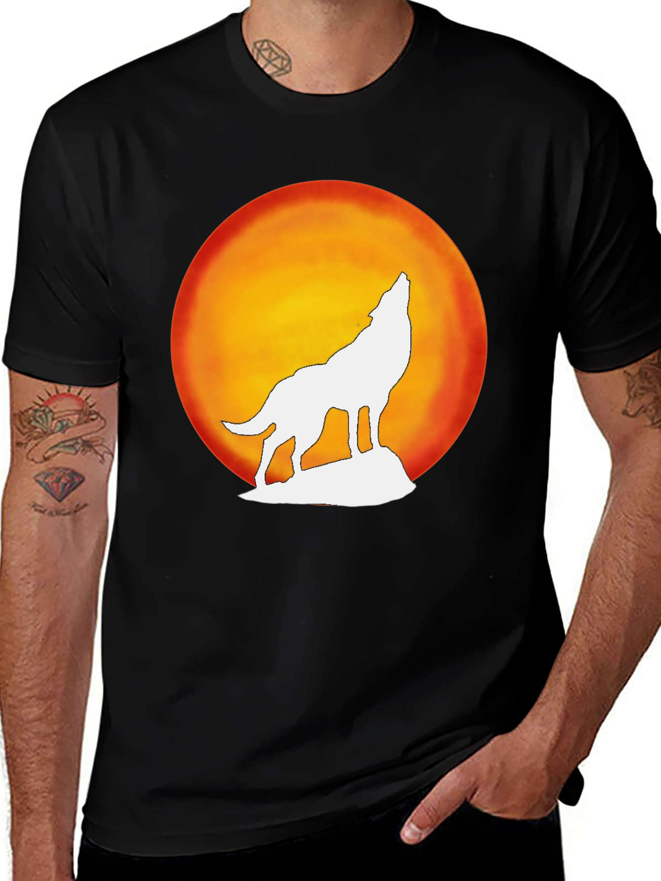 Variant 9 of Wolf Howling Moon Graphic Tee