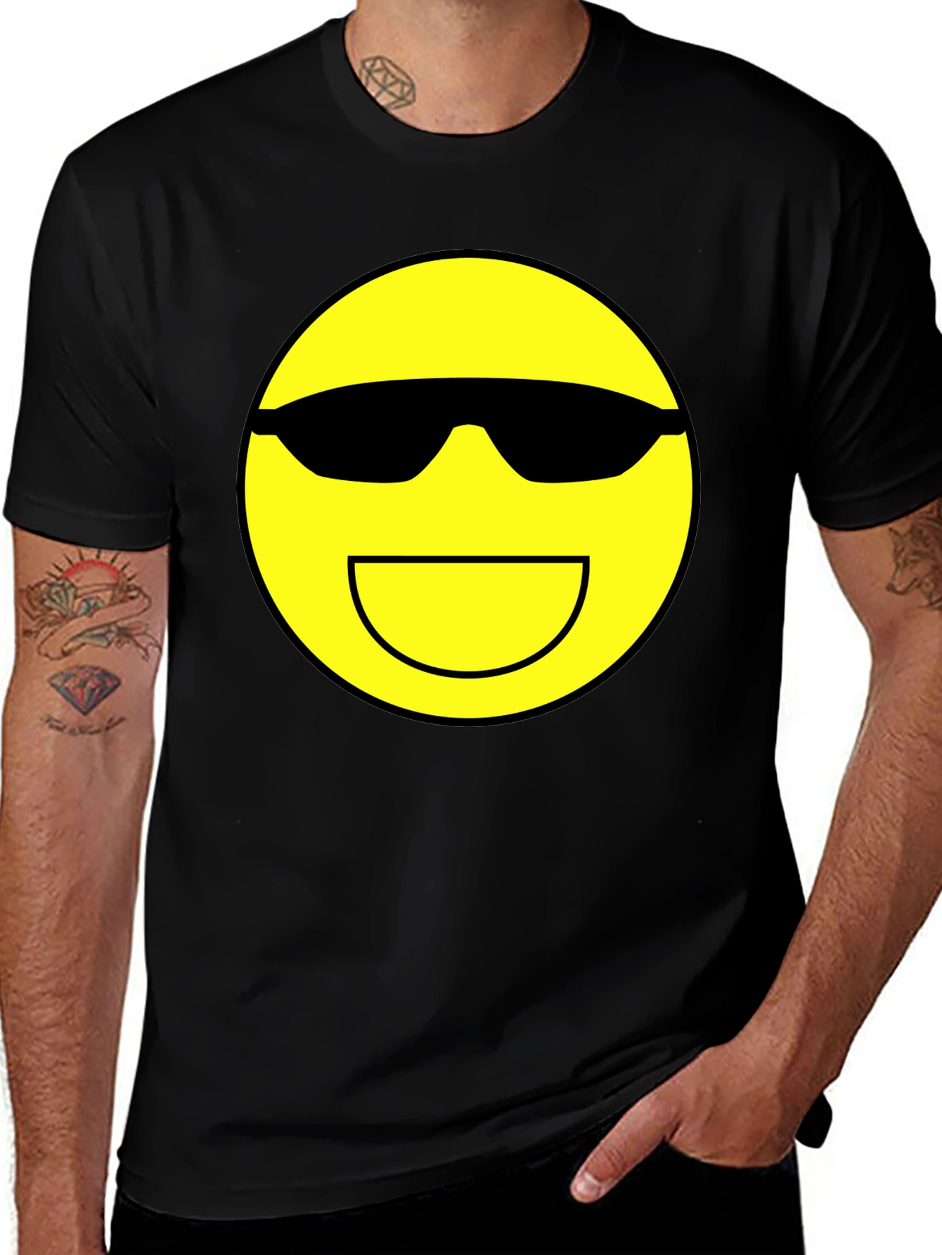 Variant 3 of Cool Emoji Graphic Tee - Black