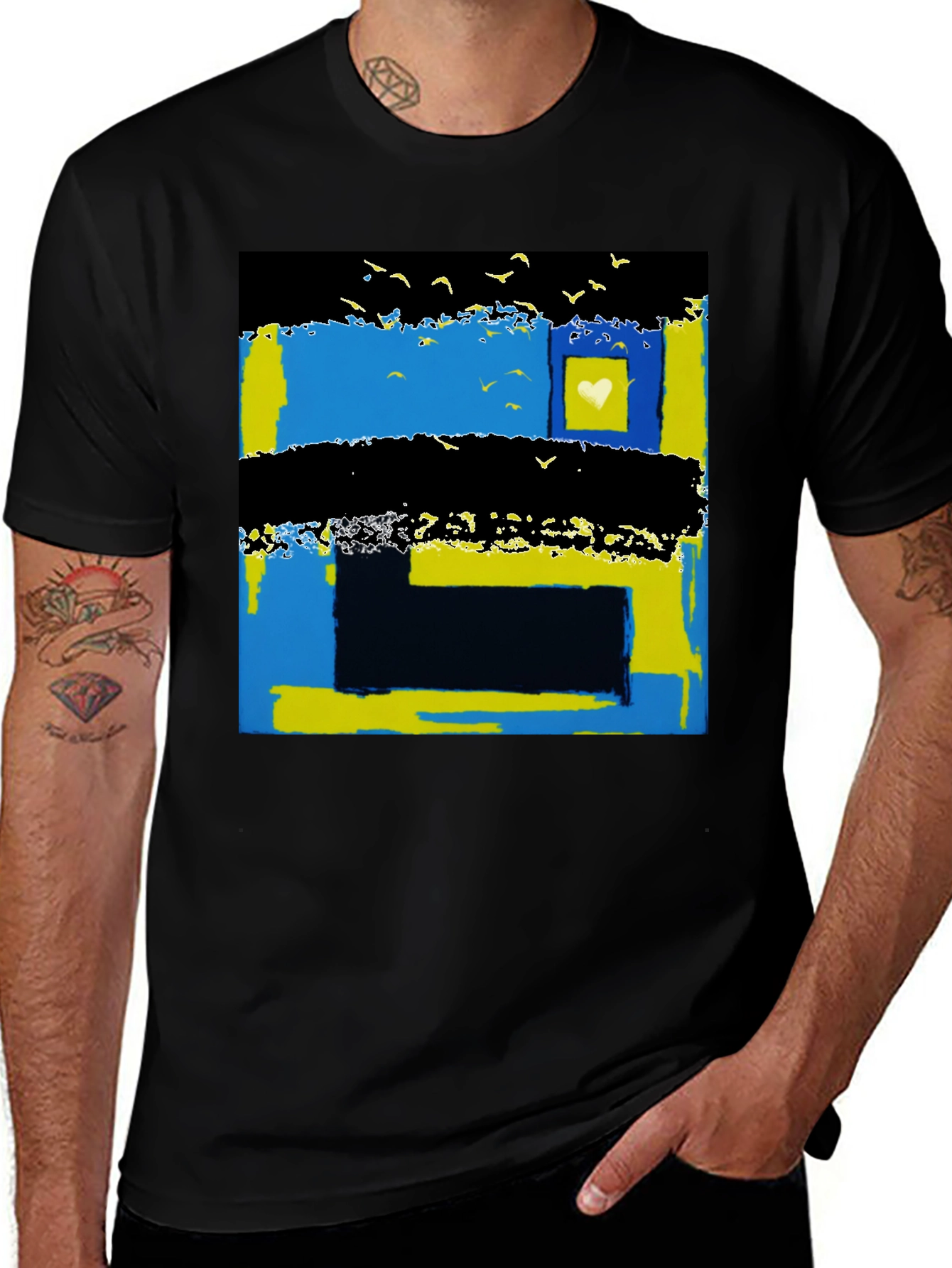Abstract Ukraine Flag Art T-Shirt
