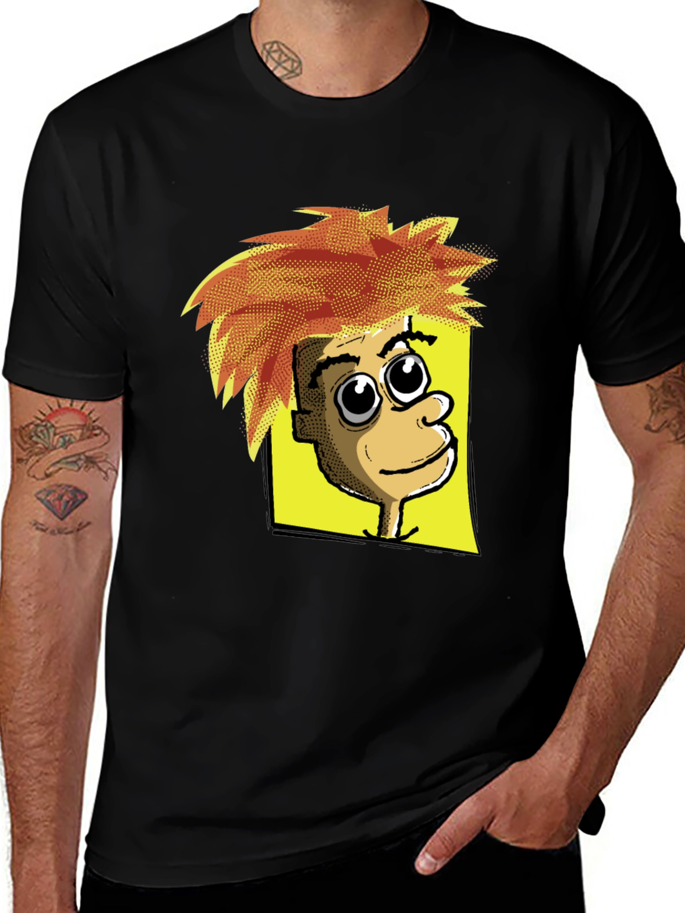 Variant 4 of Cartoon Character Graphic Print Black T-Shirt