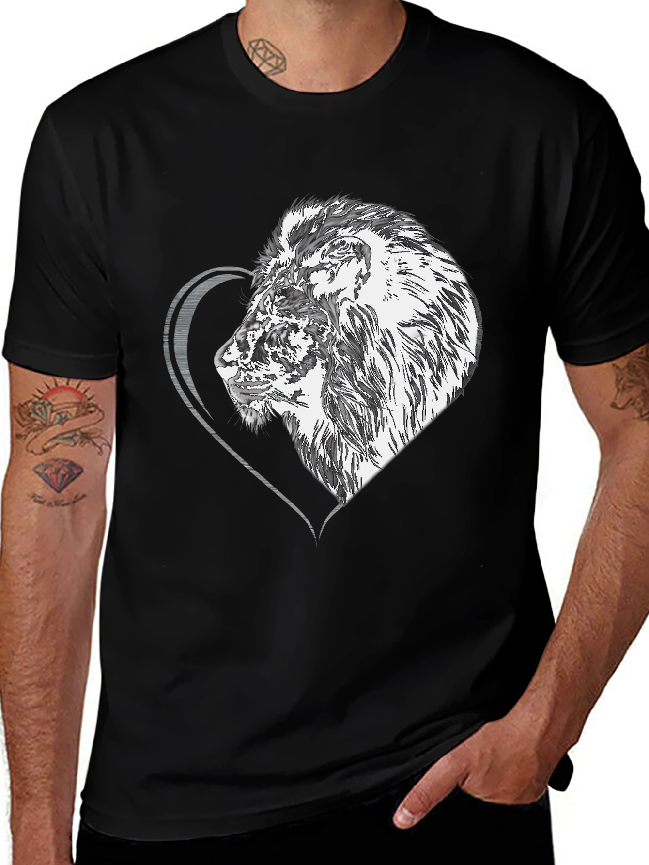 Variant 19 of Lion Heart Graphic Tee - Black Unisex T-Shirt