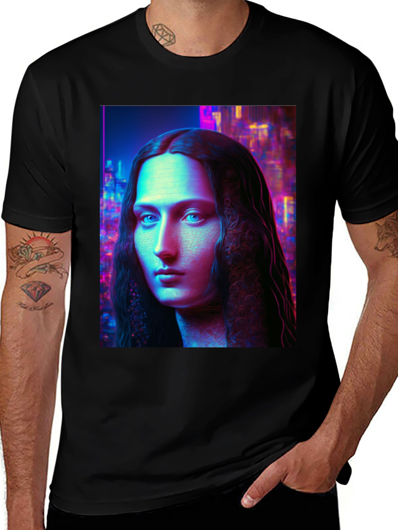 Variant 8 of Neon Renaissance T-Shirt: Unique Artistic Tee