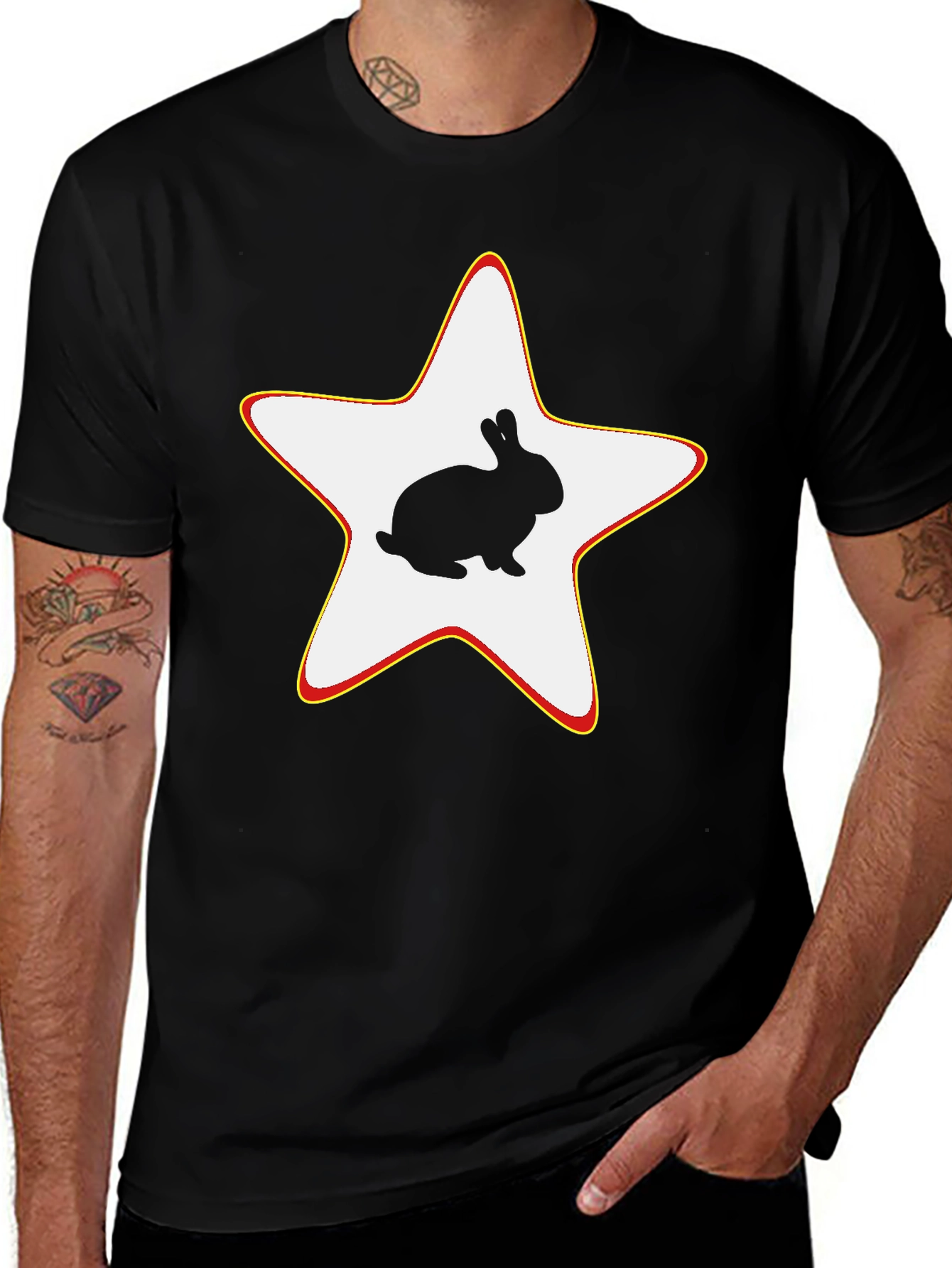 Variant 5 of Rabbit Star Black T-Shirt
