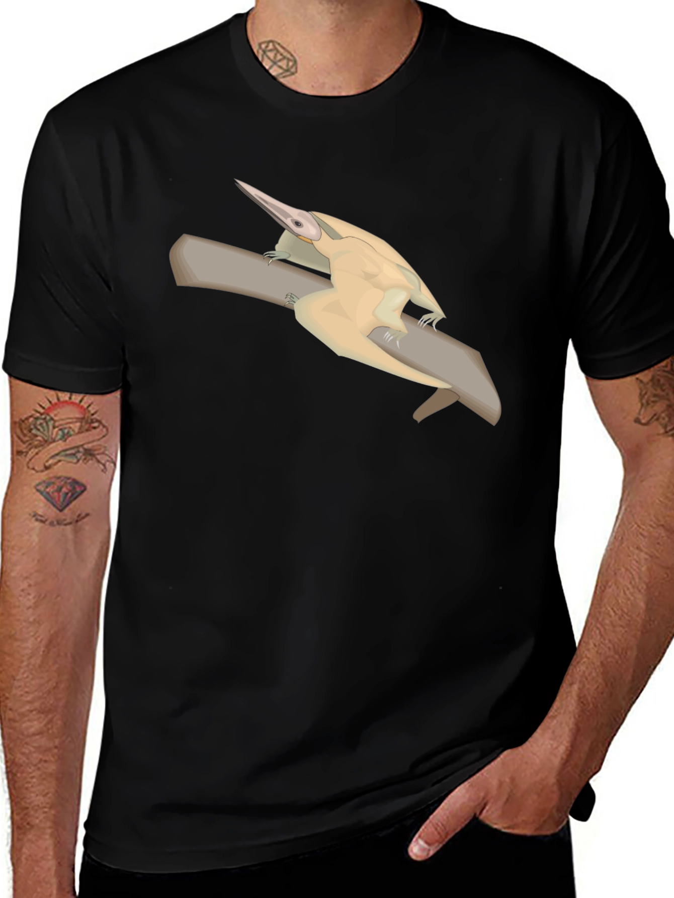 Variant 3 of Pterosaur Graphic Tee - Black Cotton T-Shirt