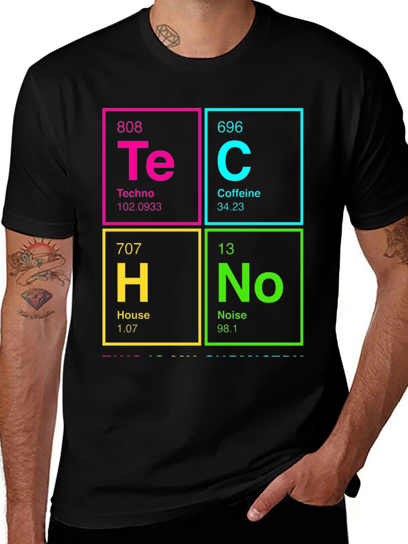 Variant 6 of Periodic Table Techno Caffeine House Noise T-Shirt