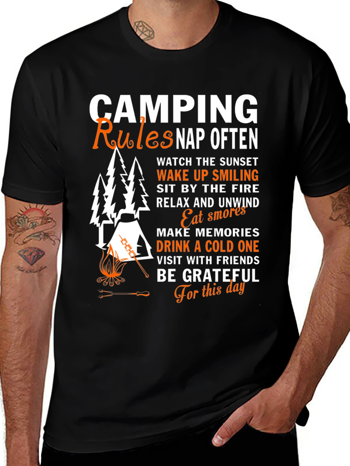 Variant 19 of Camping Rules Graphic Tee - Nap Often T-Shirt