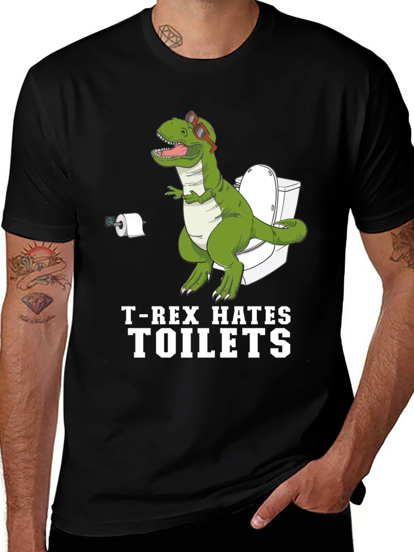Variant 21 of Funny T-Rex Hates Toilets Graphic Tee