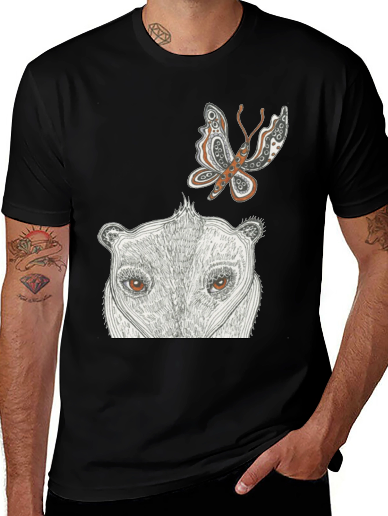 Variant 27 of Artistic Animal Print Black T-Shirt