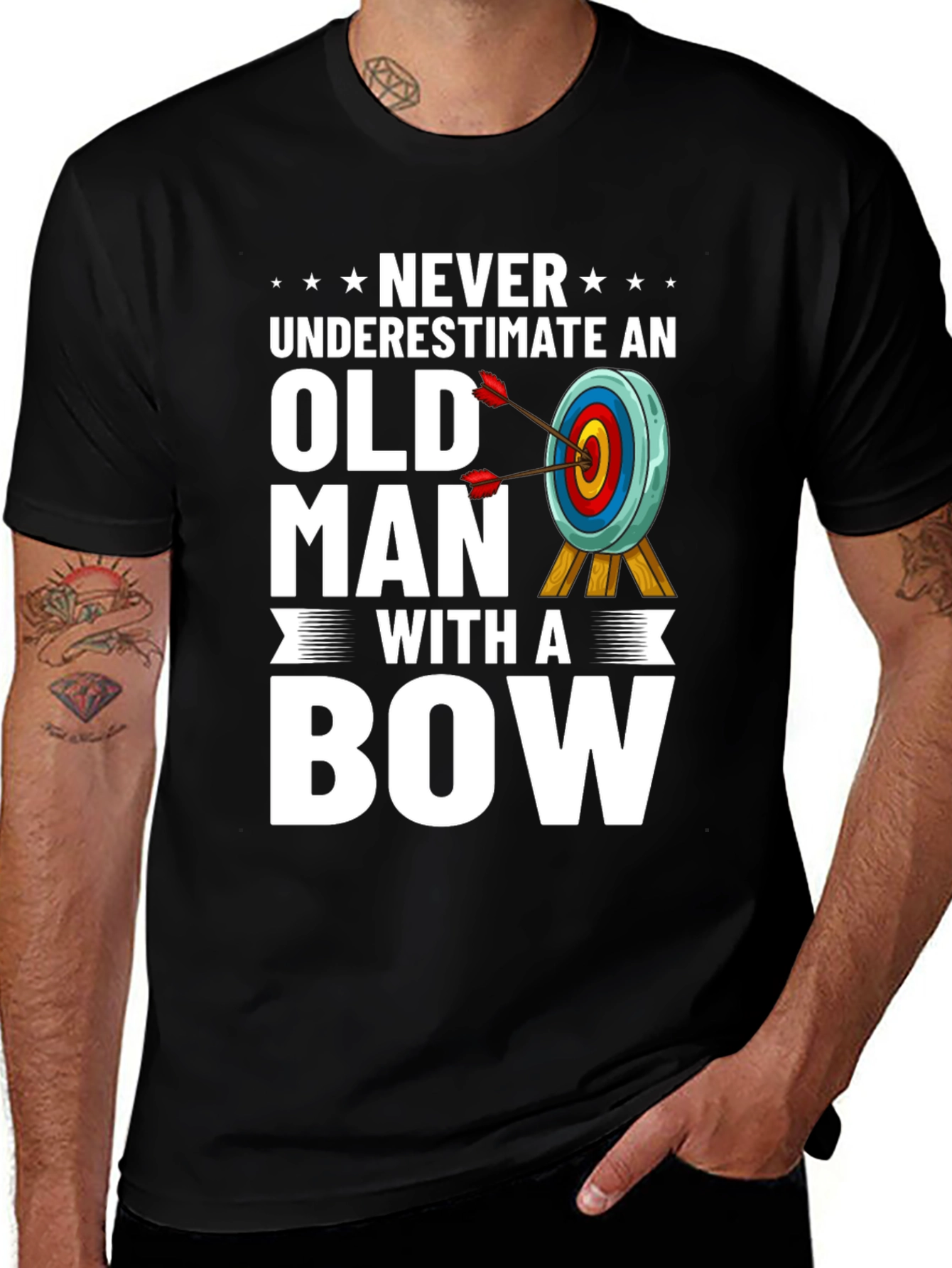 Variant 6 of Never Underestimate Old Man With A Bow T-Shirt