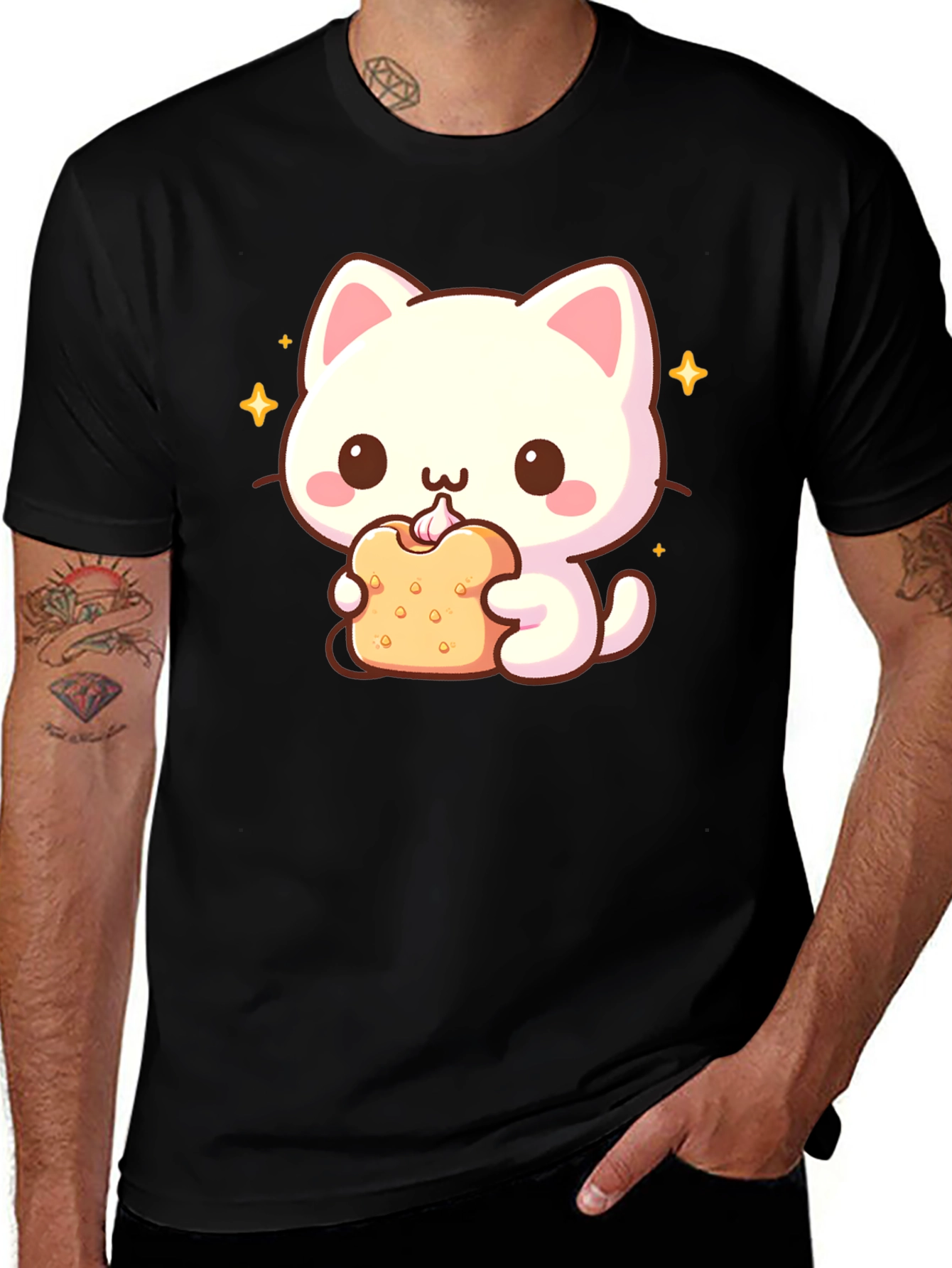 Variant 29 of Kawaii Cat Eating Toast Graphic Tee