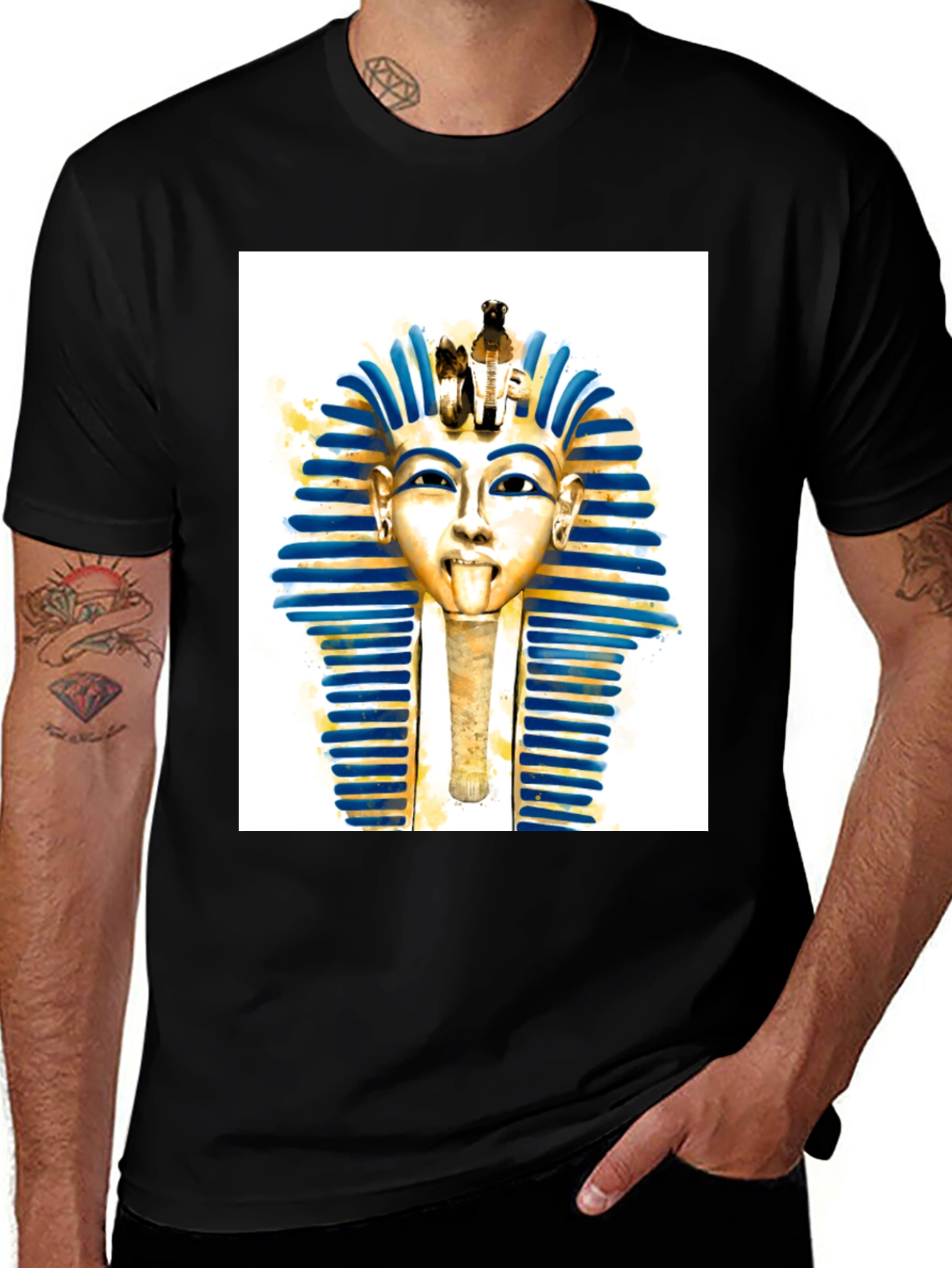 Variant 10 of Egyptian Pharaoh Graphic Print T-Shirt - Men's Black Tee