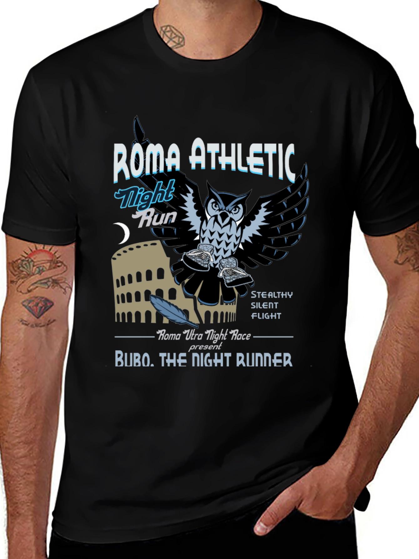 Roma Athletic Night Run T-Shirt - Bubo the Night Runner