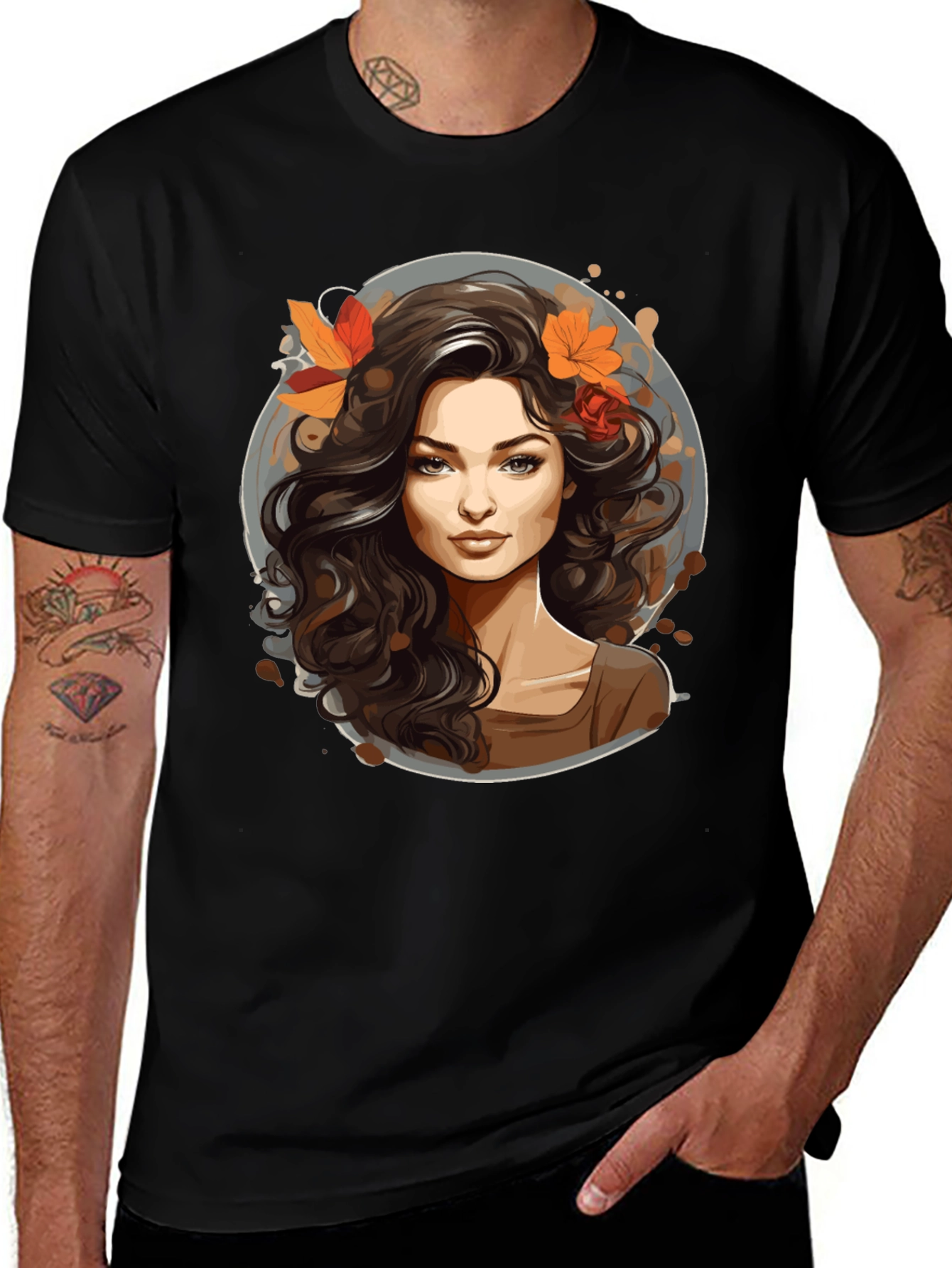 Variant 24 of Autumn Portrait Graphic Tee - Stylish Casual Wear