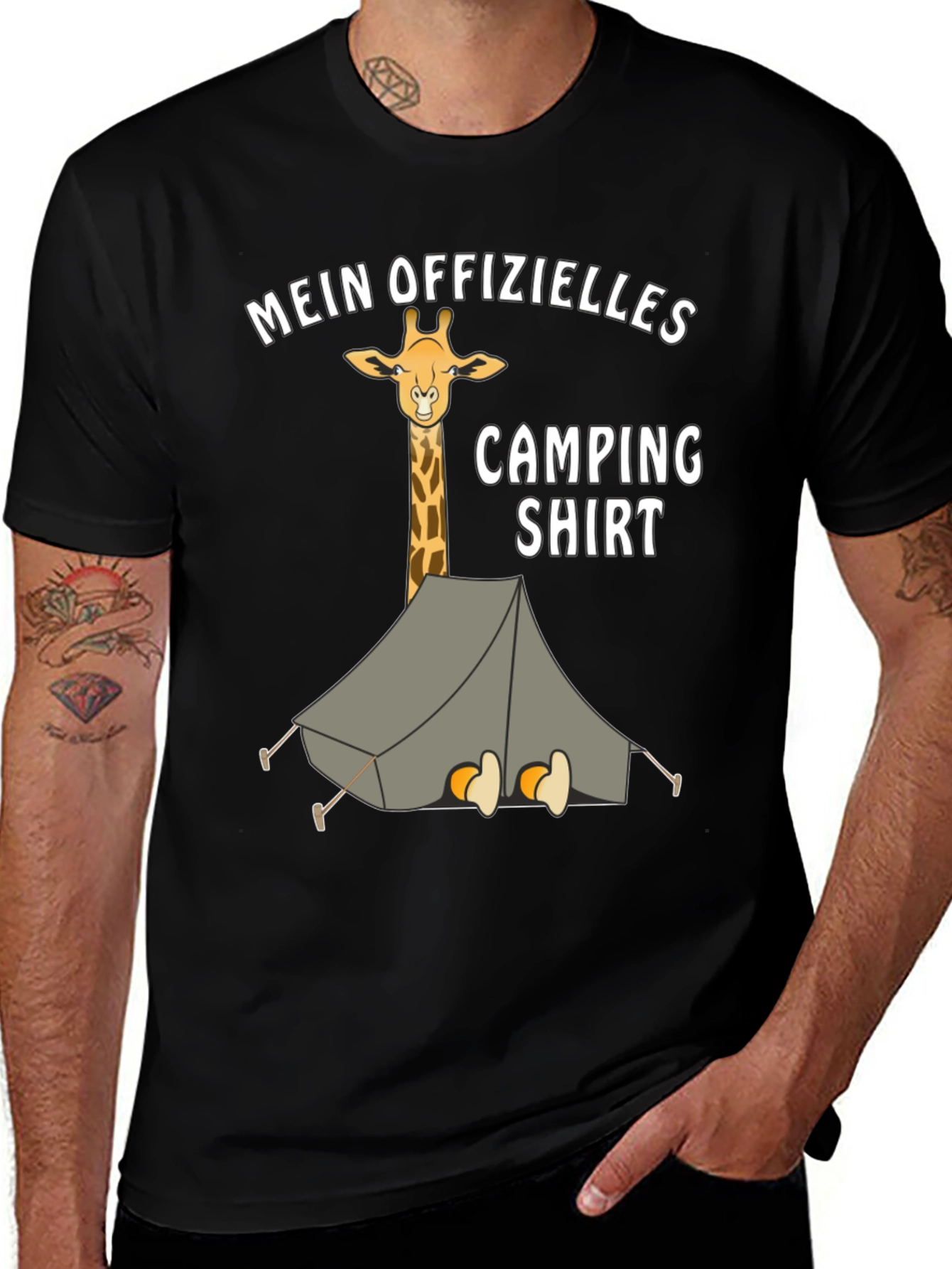 Variant 14 of Funny Camping T-Shirt - Giraffe Tent Graphic Tee
