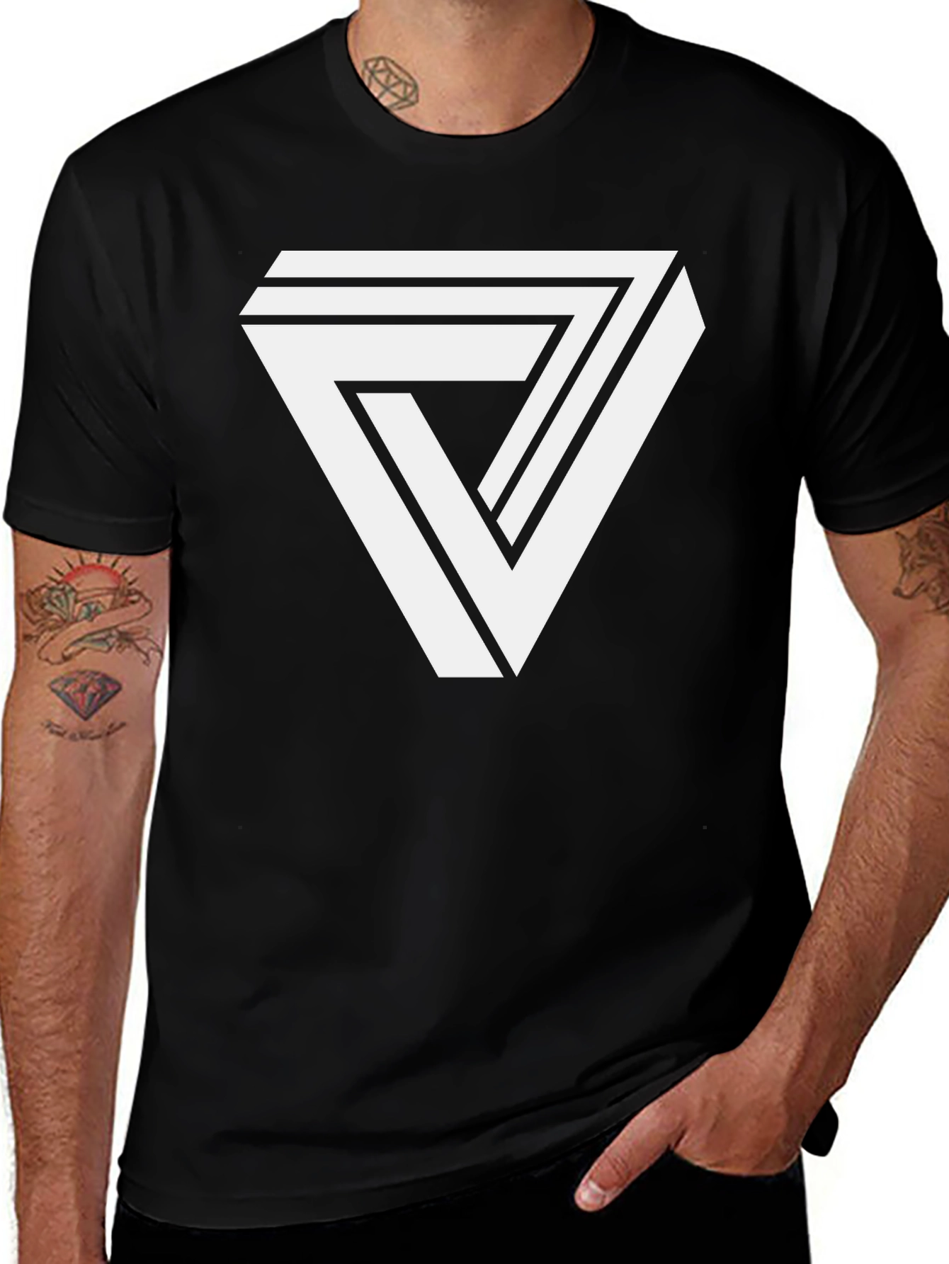 Variant 11 of Impossible Triangle Graphic Tee - Modern Optical Illusion