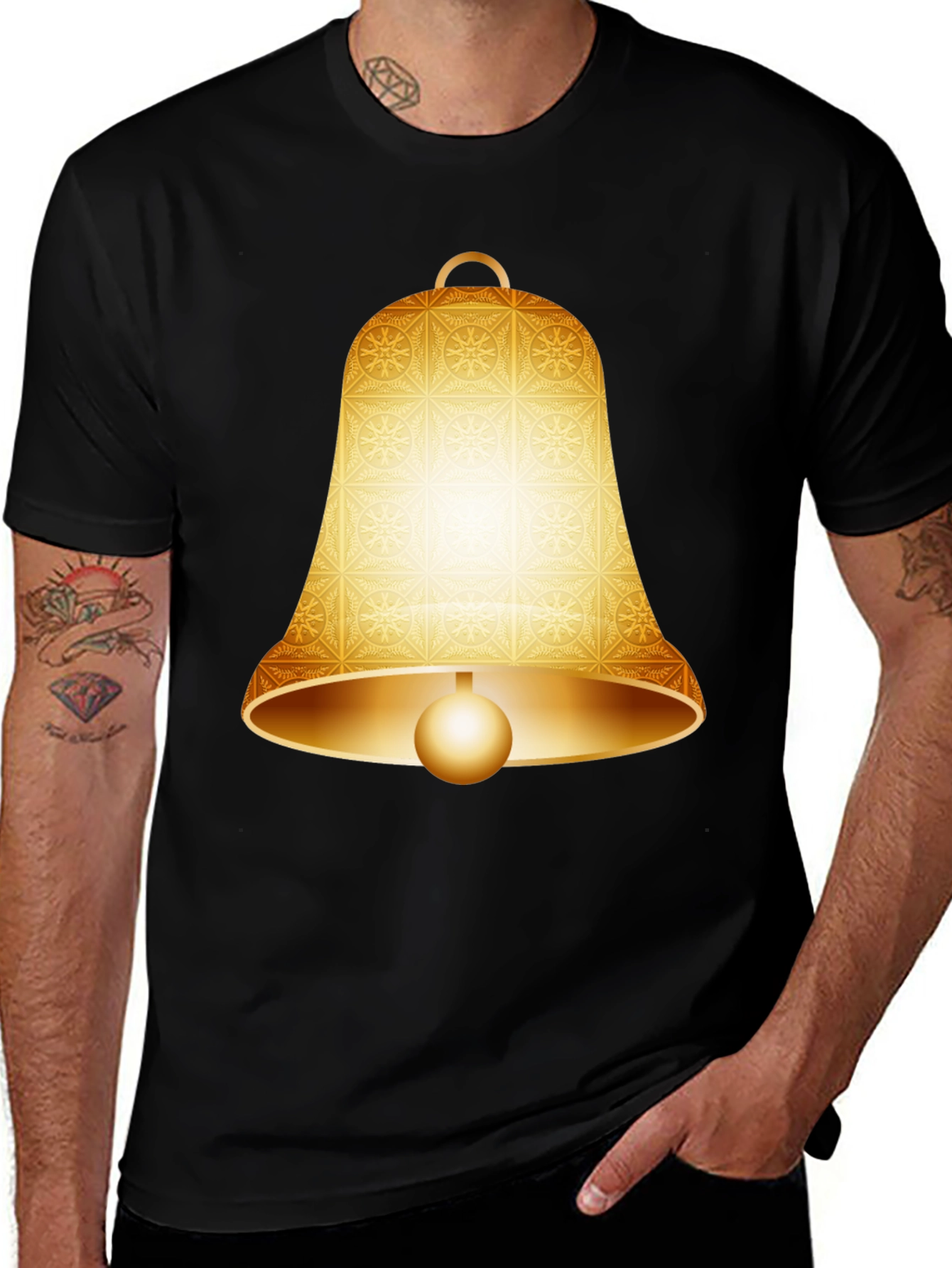 Variant 23 of Golden Bell Graphic Tee - Festive & Stylish