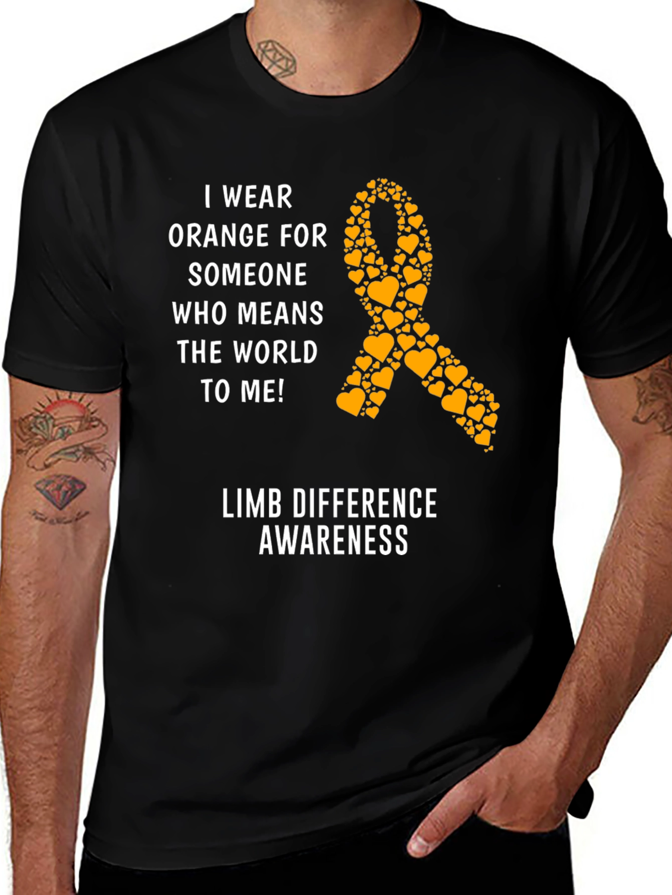 Variant 5 of Limb Difference Awareness T-Shirt - I Wear Orange Ribbon