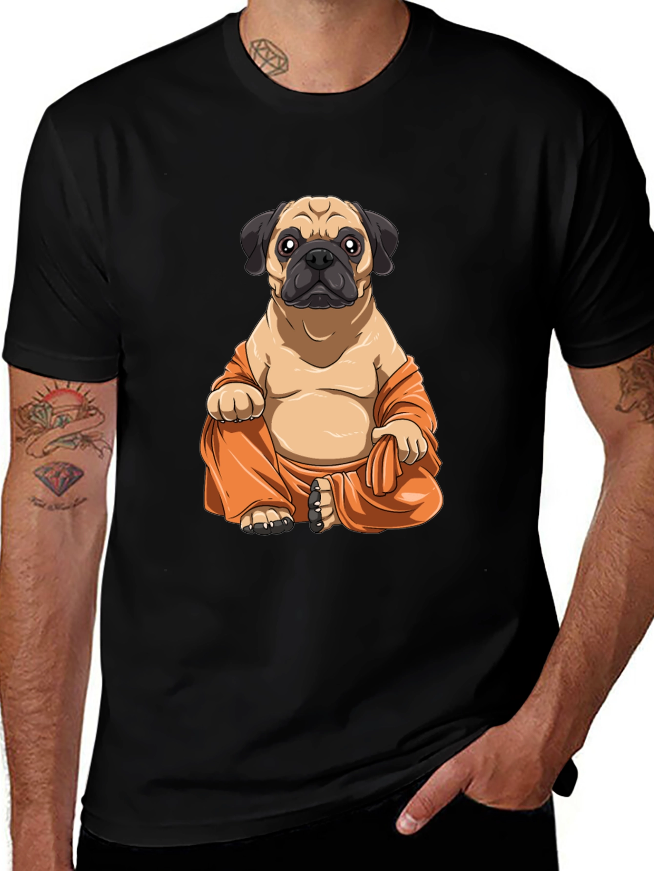 Pug Buddha T-Shirt - Meditating Dog Graphic Tee