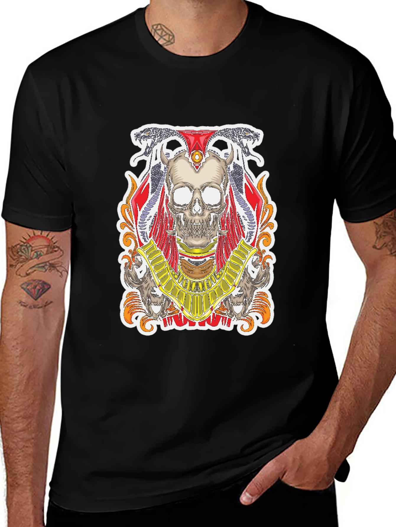 Variant 27 of Skull Pharaoh Graphic Tee - Men's Black T-Shirt