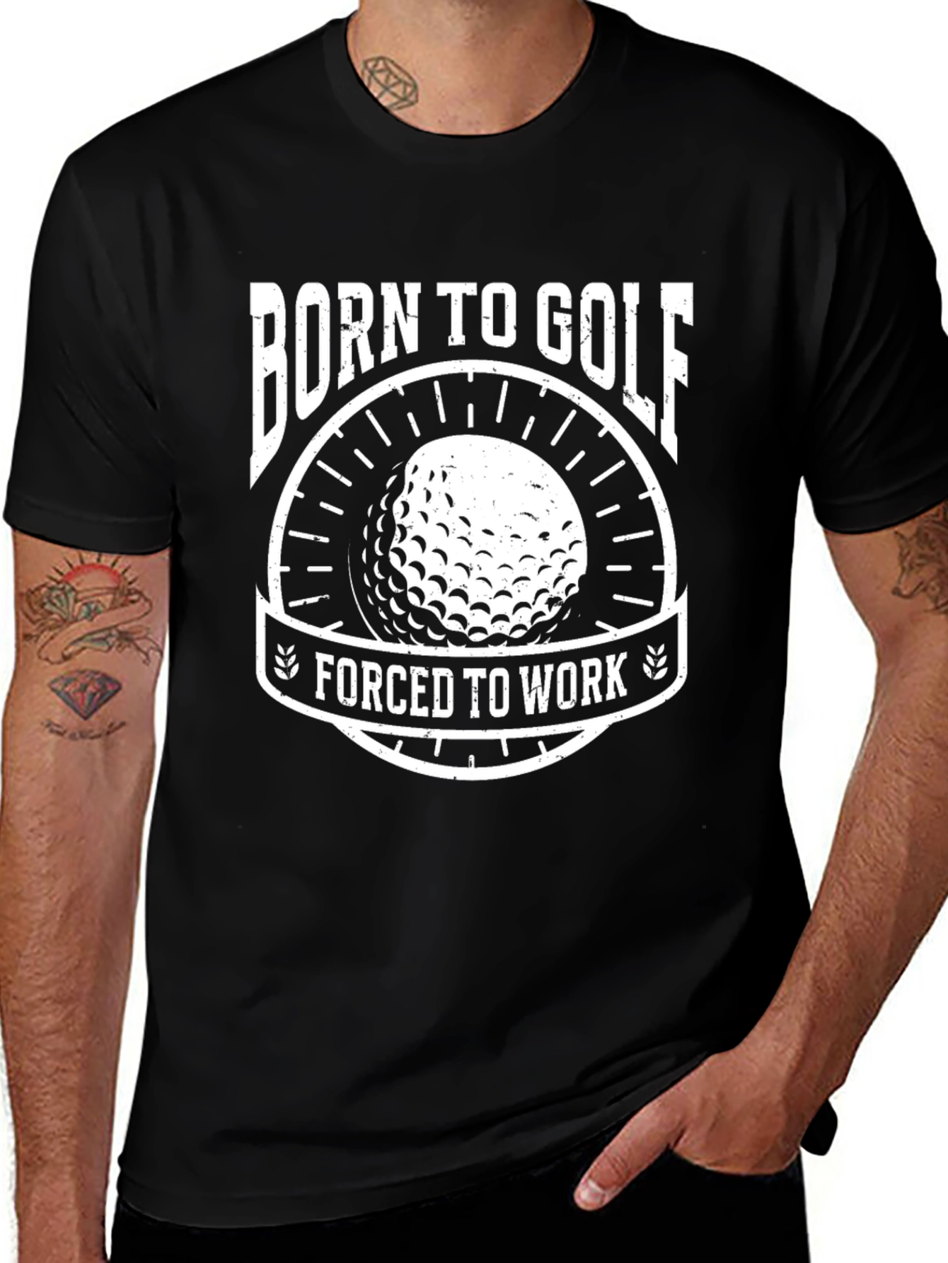Born to Golf T-Shirt - Forced to Work Funny Golf Tee