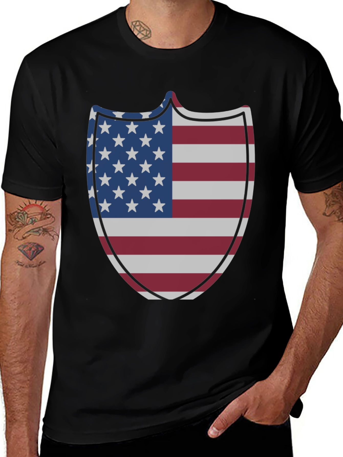 Variant 22 of American Flag Shield Graphic T-Shirt