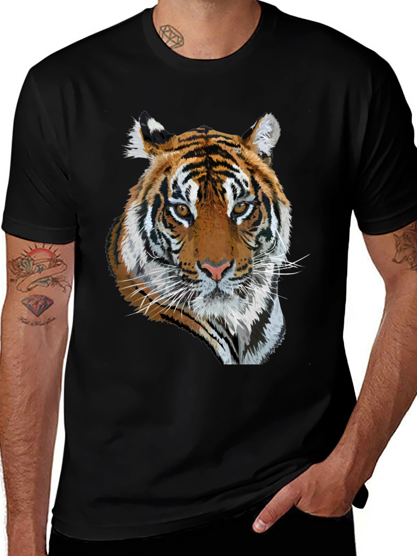 Variant 9 of Tiger Graphic Black T-Shirt - Men's Fashion