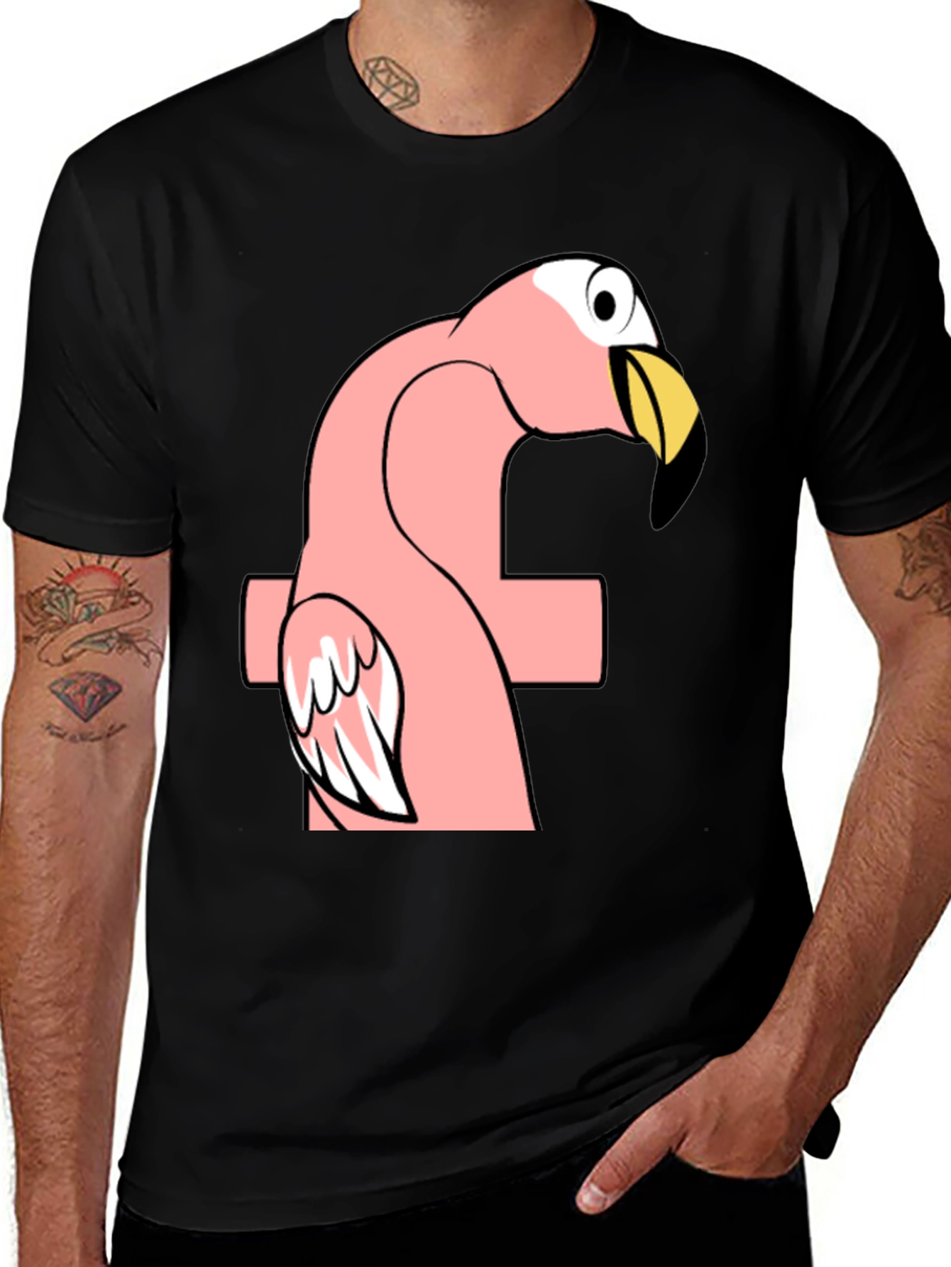 Variant 11 of Funny Flamingo 'F' Black T-Shirt