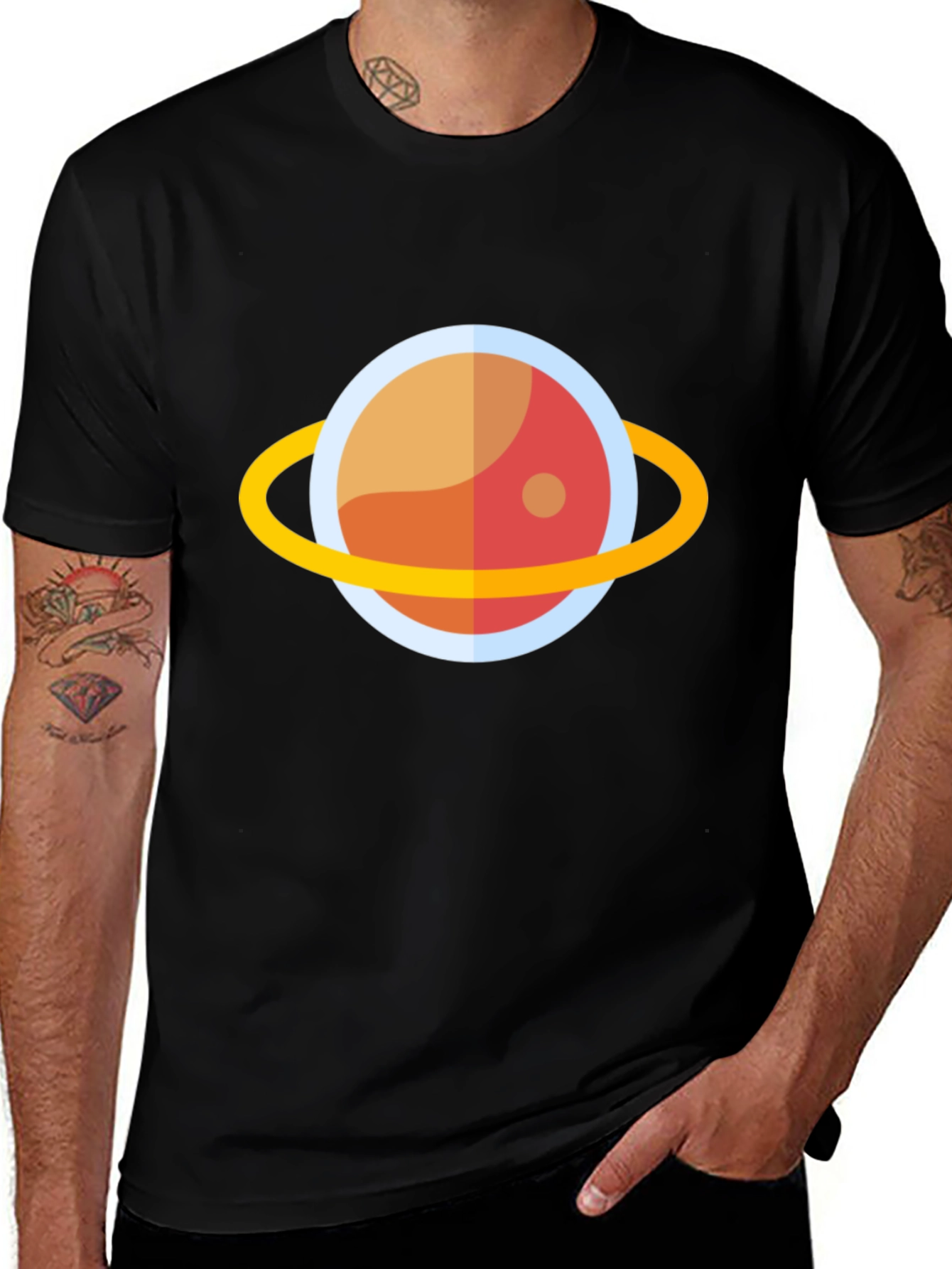 Variant 3 of Cartoon Planet Graphic T-Shirt - Black