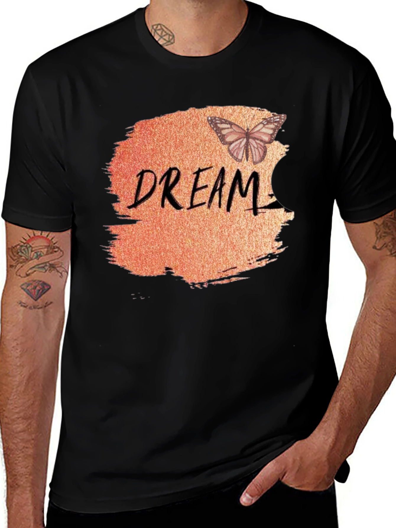 Variant 5 of Dream Butterfly Graphic Tee - Trendy Black T-Shirt