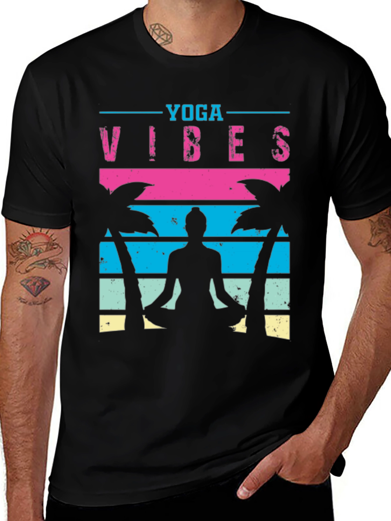 Variant 27 of Yoga Vibes Graphic Tee - Relaxed Style