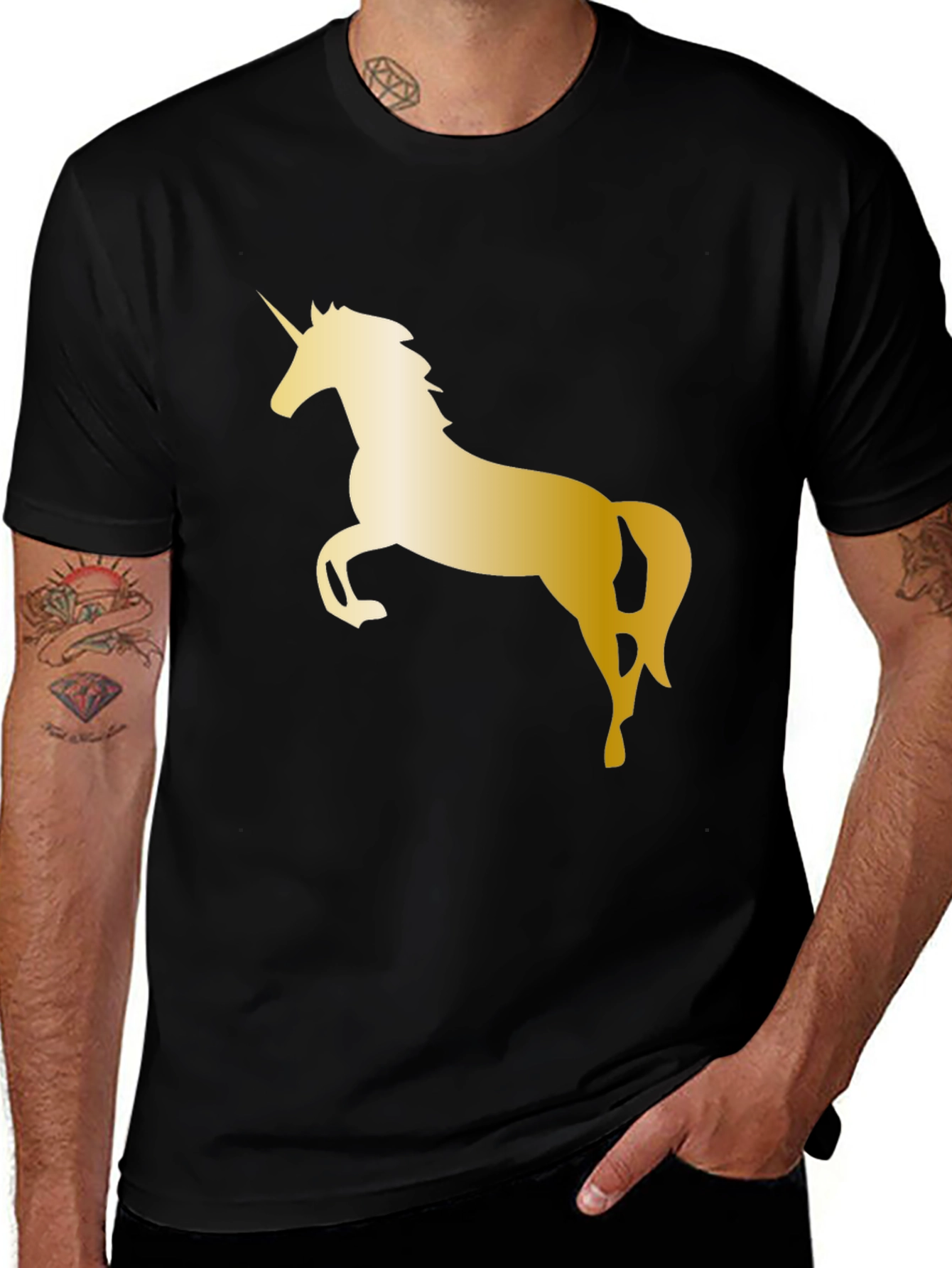 Variant 16 of Unicorn Graphic Tee - Men's Black T-Shirt