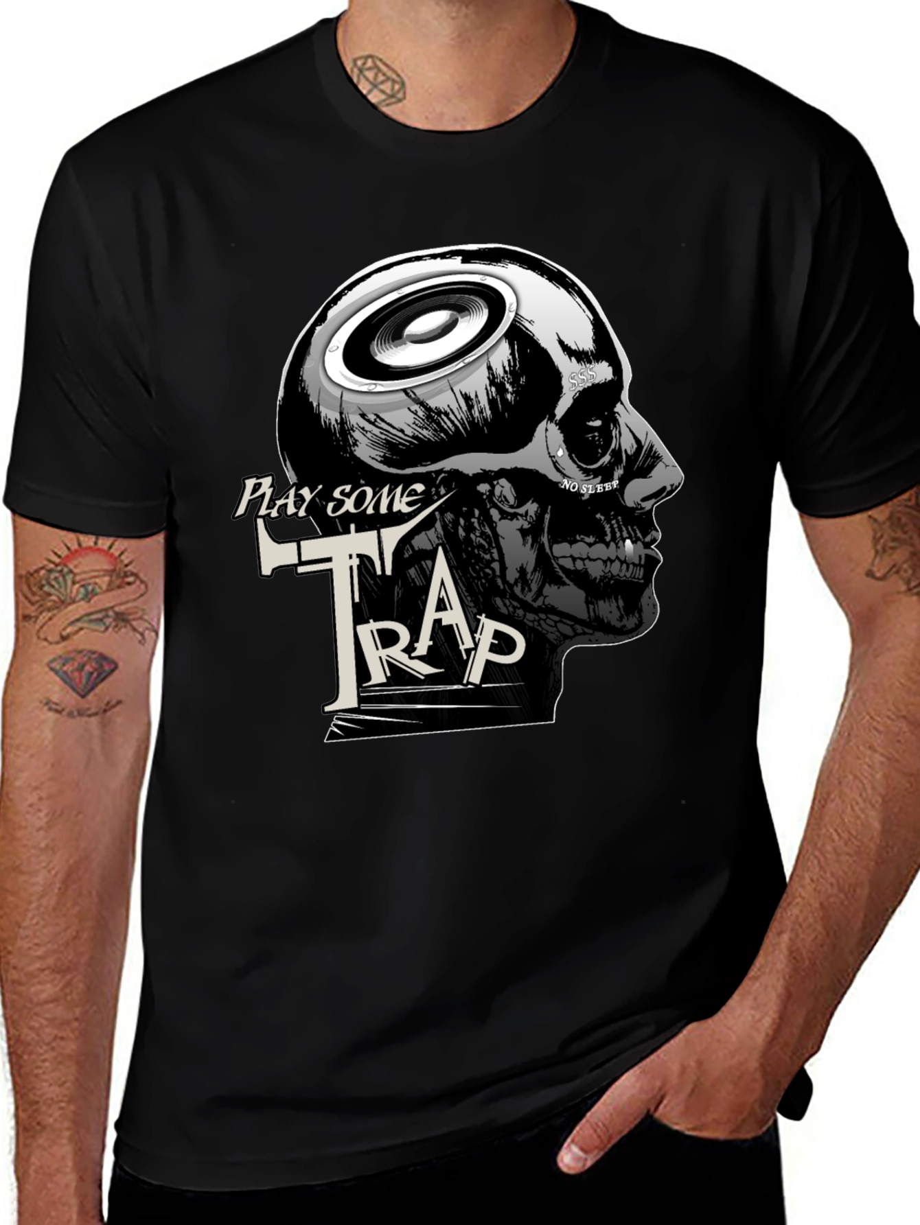Play Some Trap Graphic Tee - Skull Speaker Design