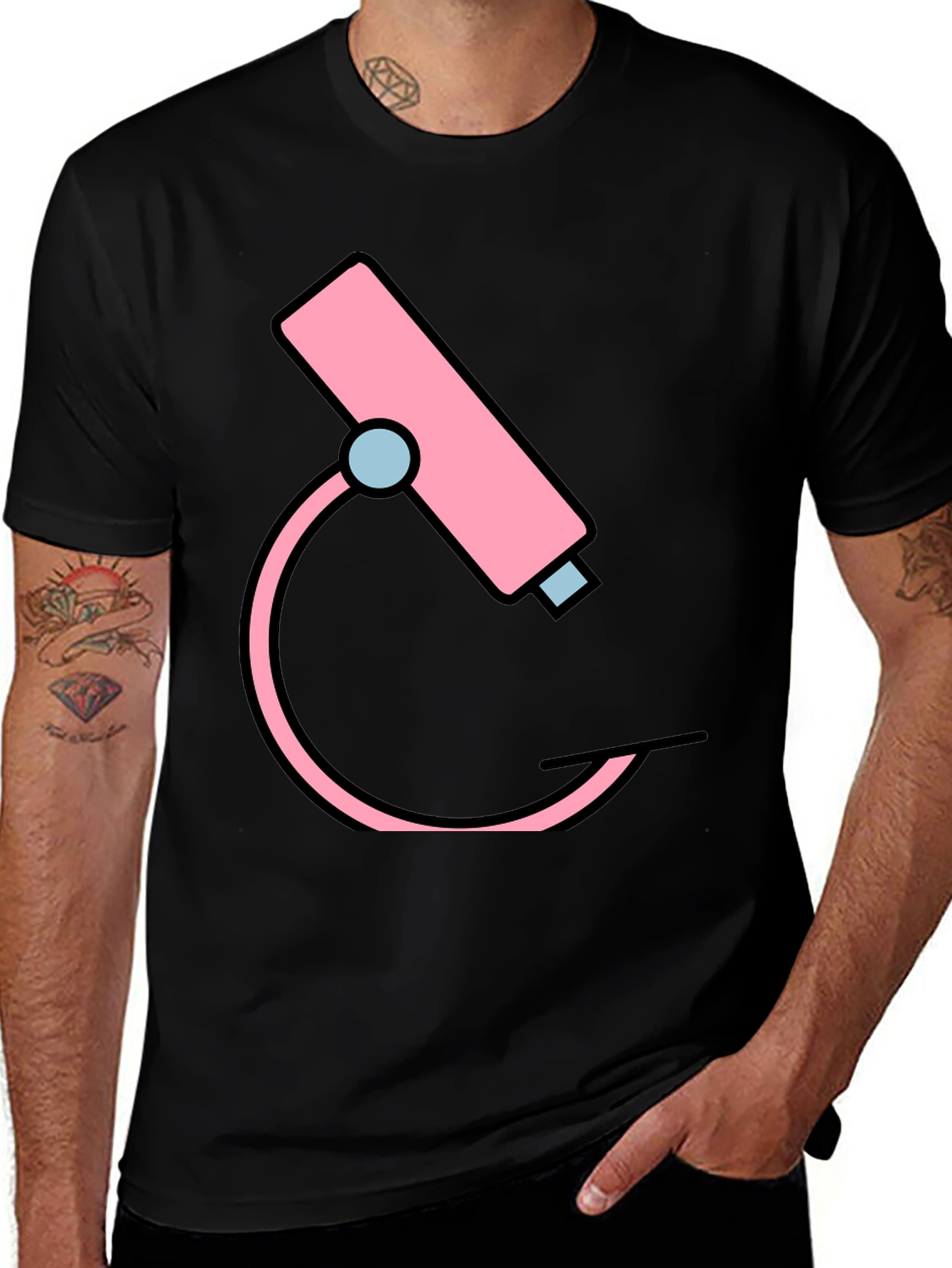 Pink Microscope Graphic Tee - Science Shirt