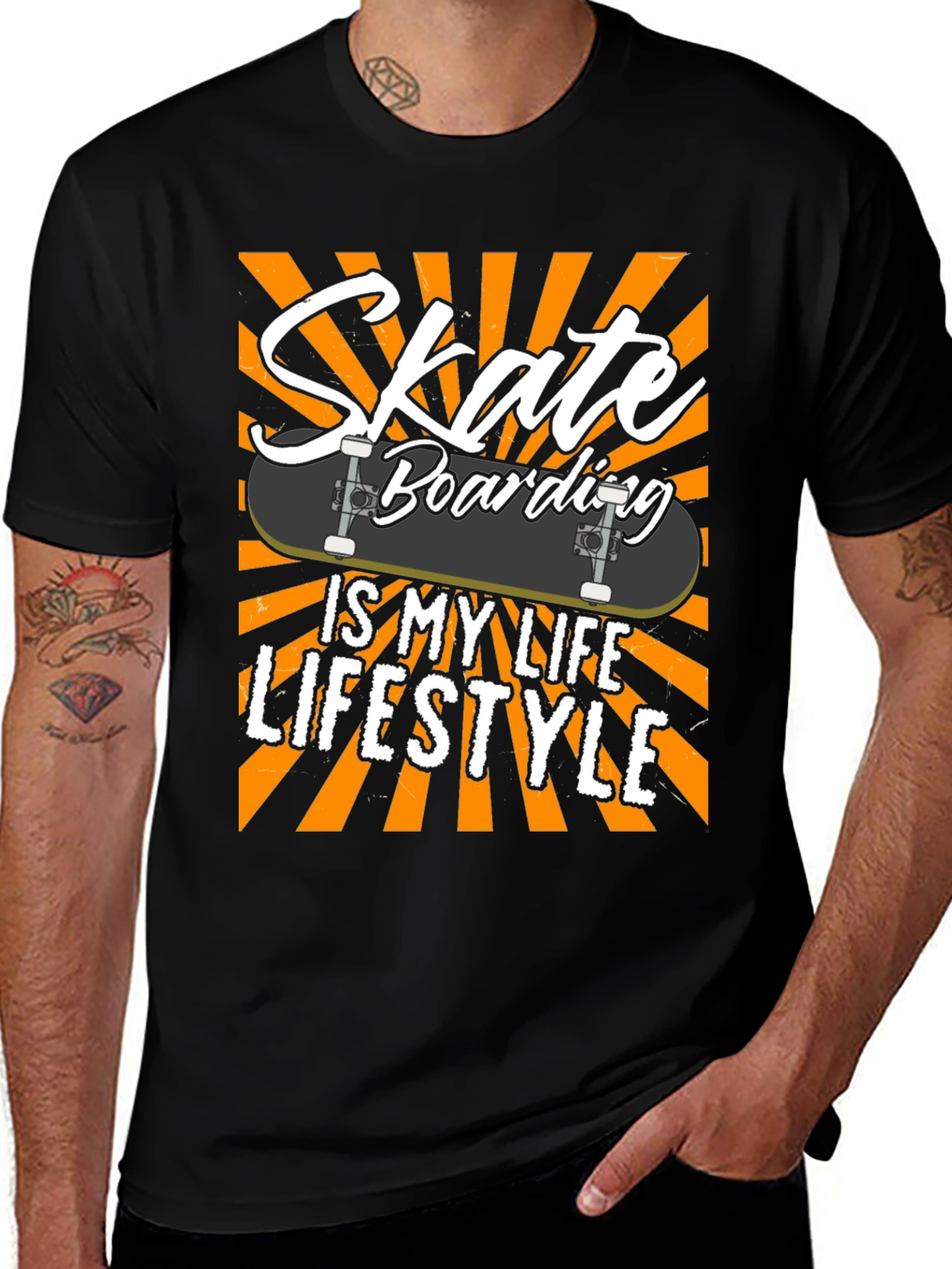 Variant 10 of Skateboarding Lifestyle T-Shirt | Black Tee
