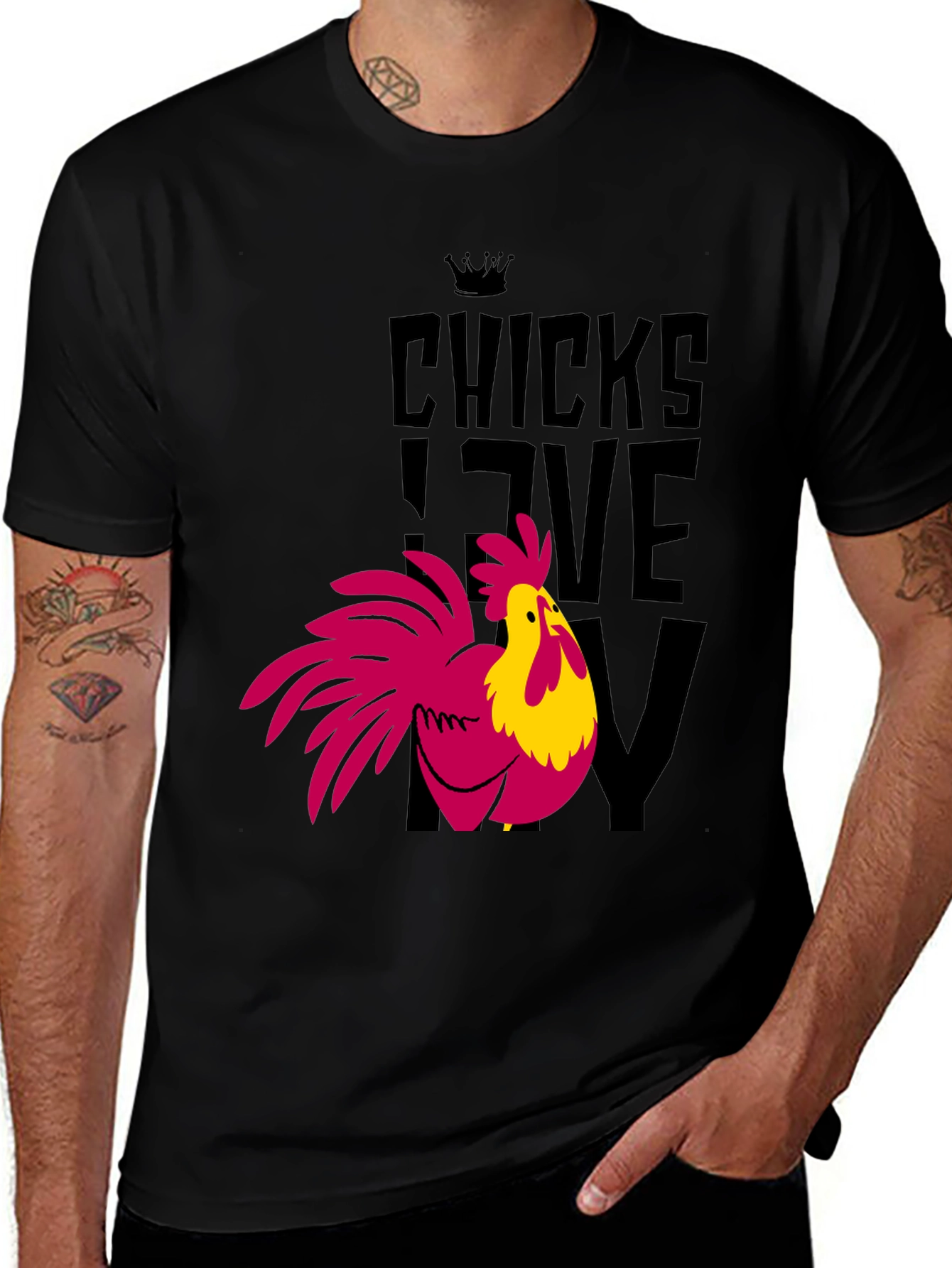 Variant 24 of Chicks Love My Chicken Graphic T-Shirt - Funny Rooster Tee