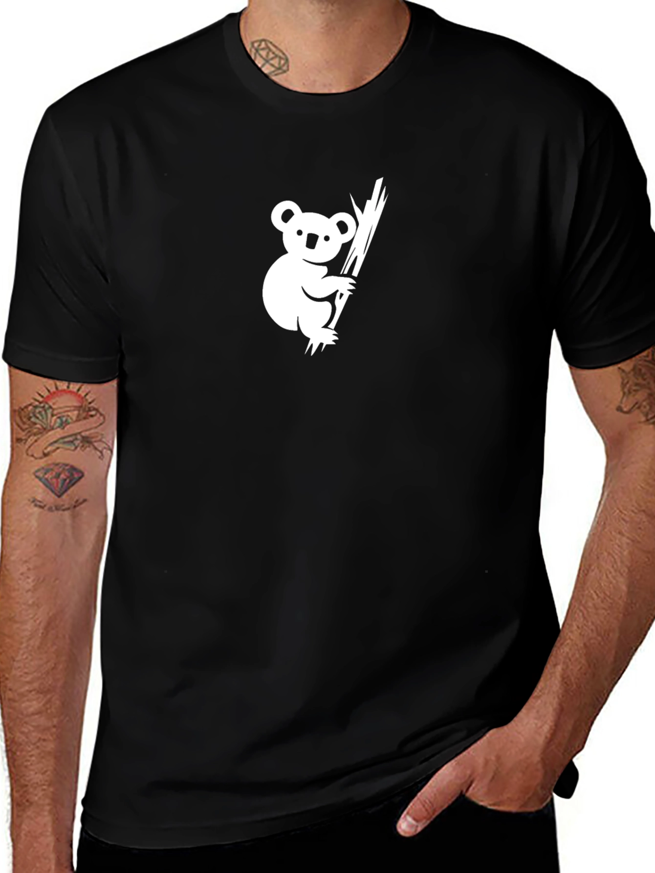 Variant 20 of Koala Graphic T-Shirt - Black Cotton Tee