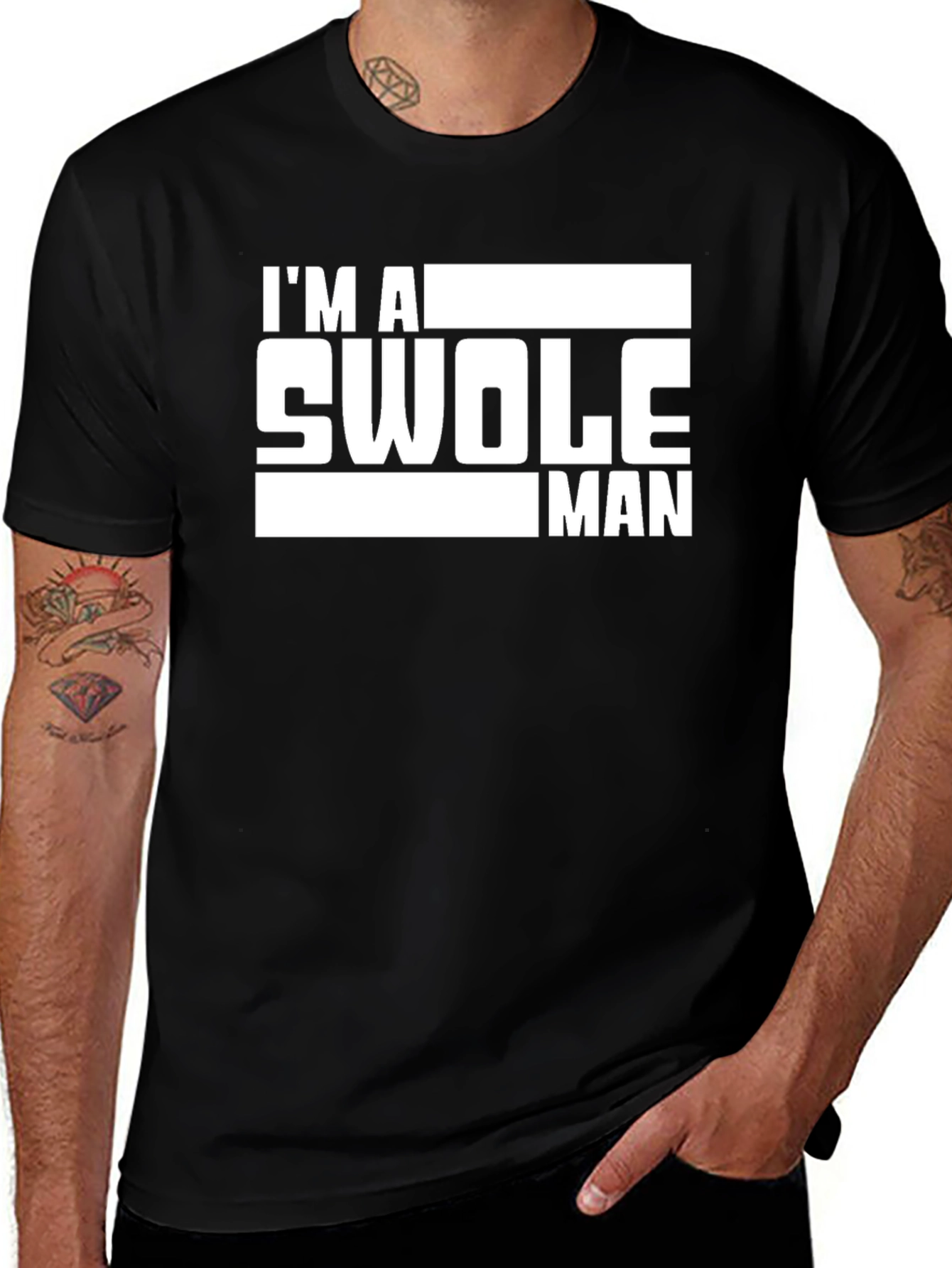 Variant 26 of I'm A Swole Man Graphic Tee - Black