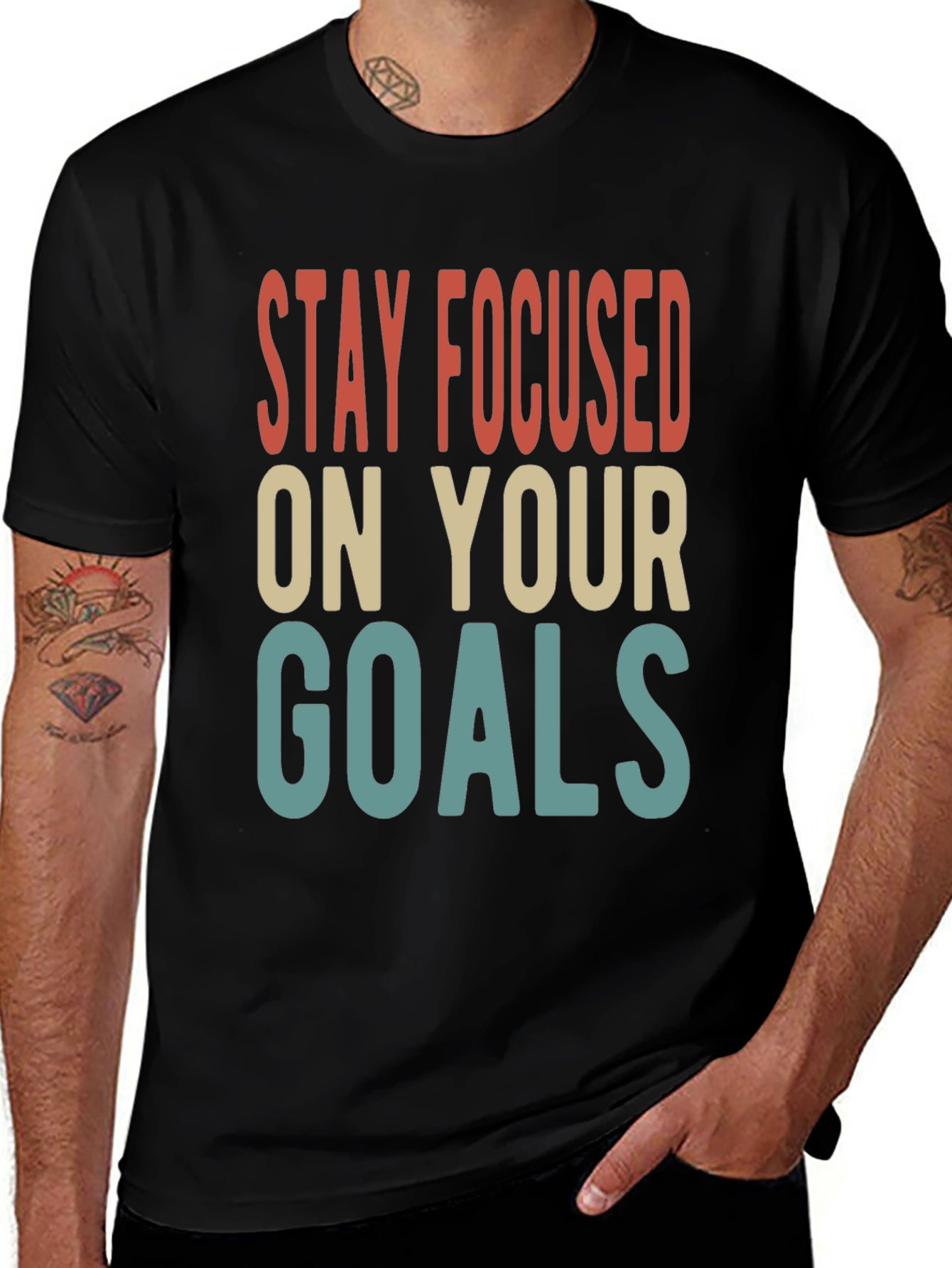 Variant 4 of Stay Focused Goals Tee - Retro Motivational Shirt