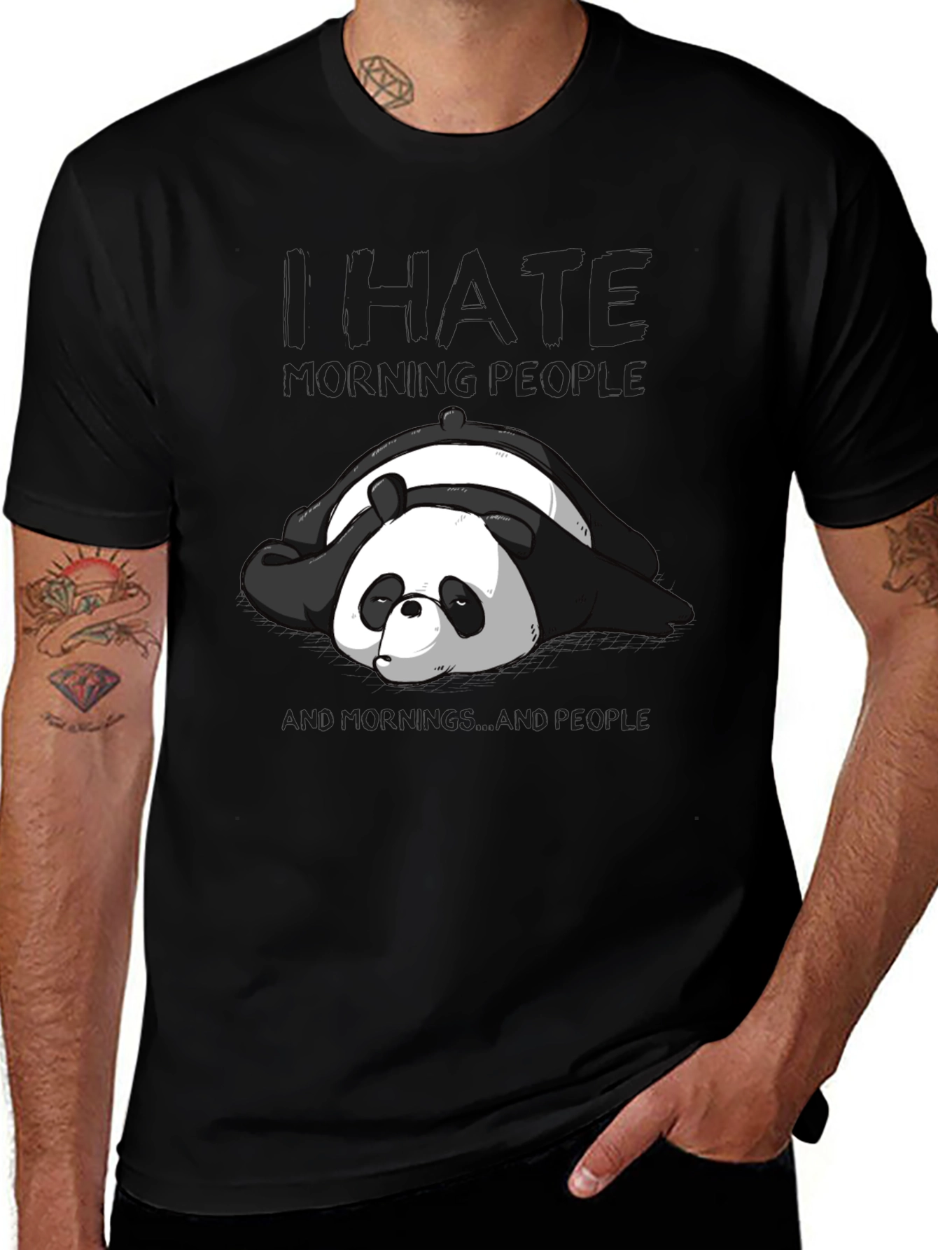 Variant 11 of I Hate Morning People T-Shirt - Funny Panda Graphic Tee