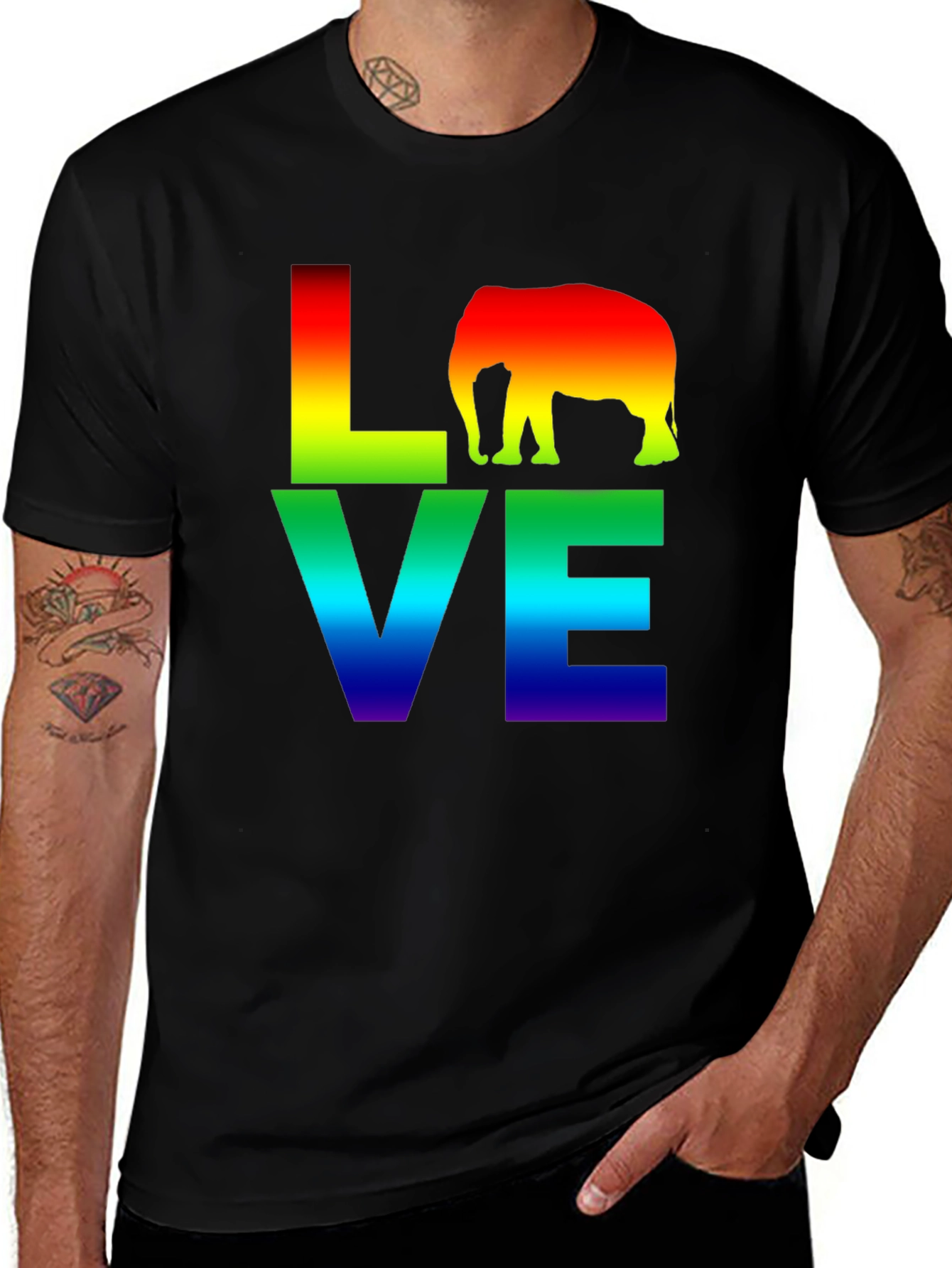 Variant 5 of Rainbow Elephant Love T-Shirt