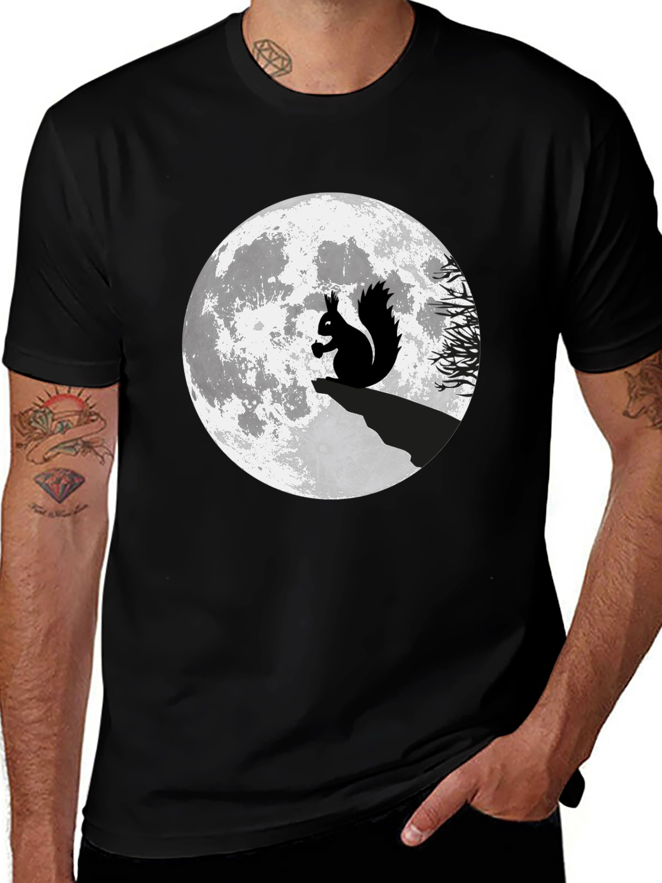 Variant 24 of Squirrel Moon Graphic T-Shirt - Black