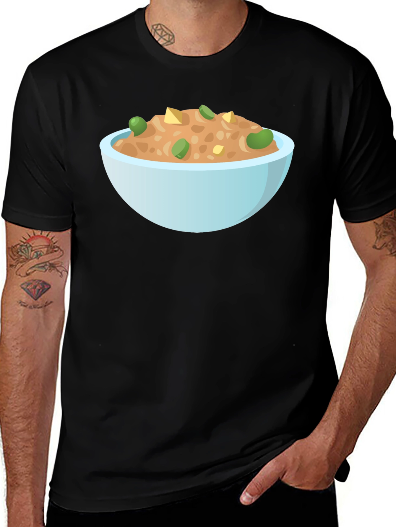Black Bowl of Food Graphic Tee - Unisex Black T-Shirt main image