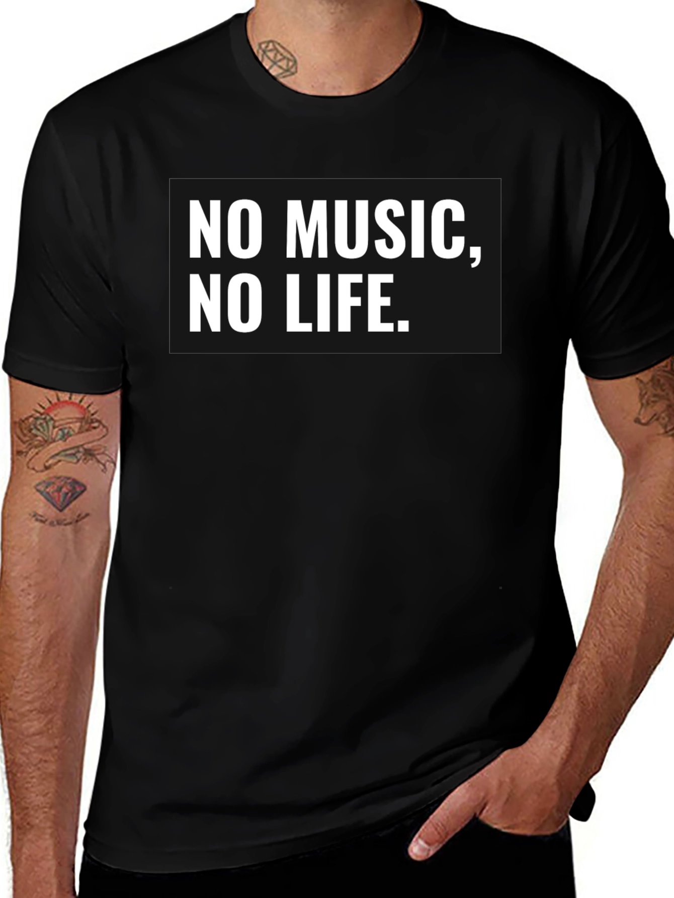 Variant 29 of No Music, No Life T-Shirt - Black Cotton Tee