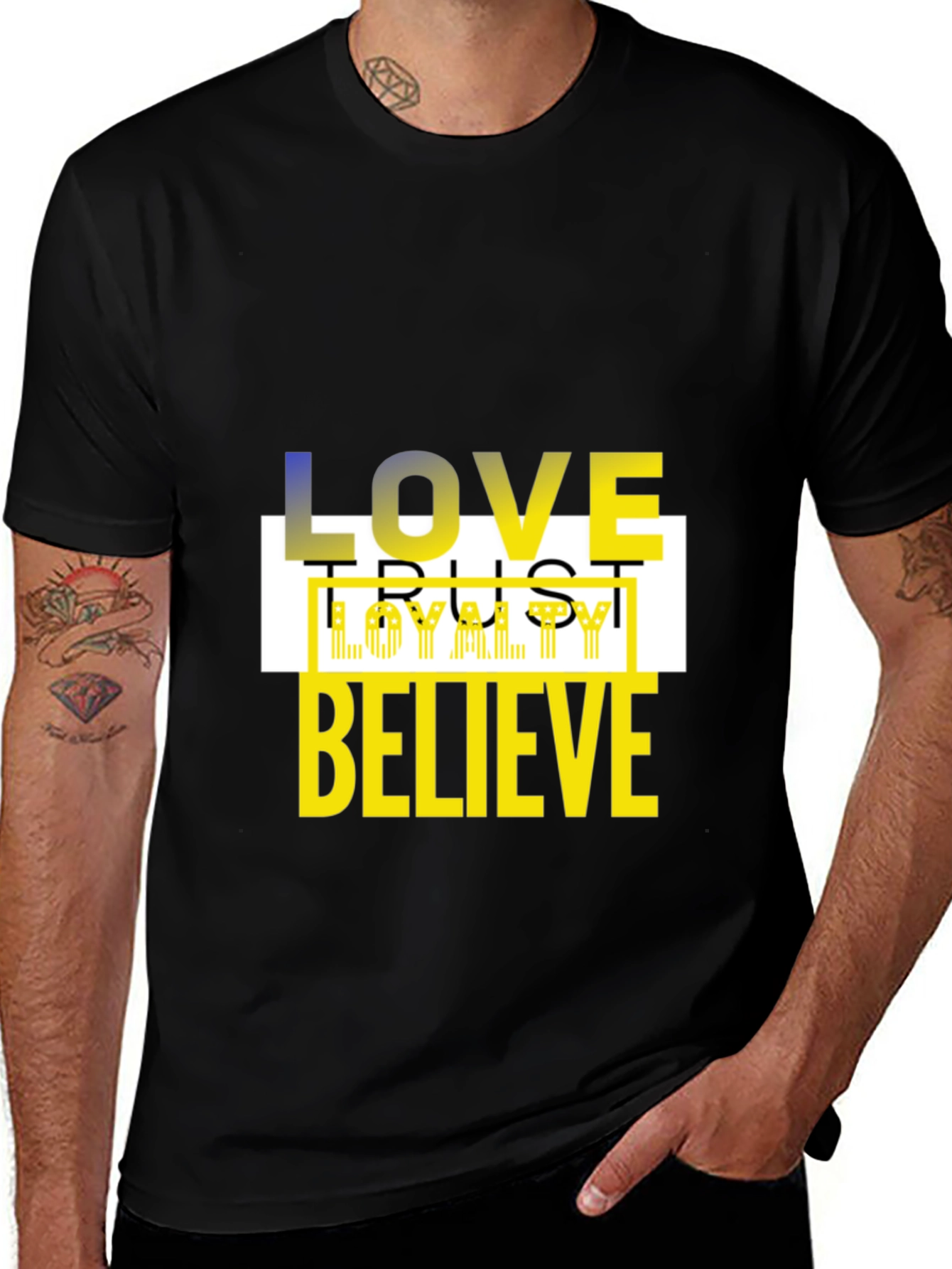 Variant 11 of Love Trust Loyalty Believe Black Graphic Tee