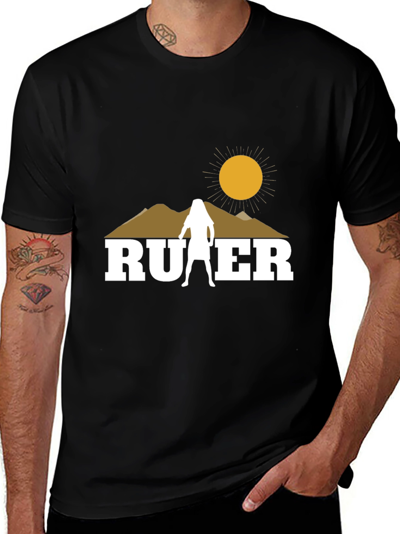Variant 9 of Ruer Bigfoot Graphic Tee - Black Cotton Blend T-Shirt
