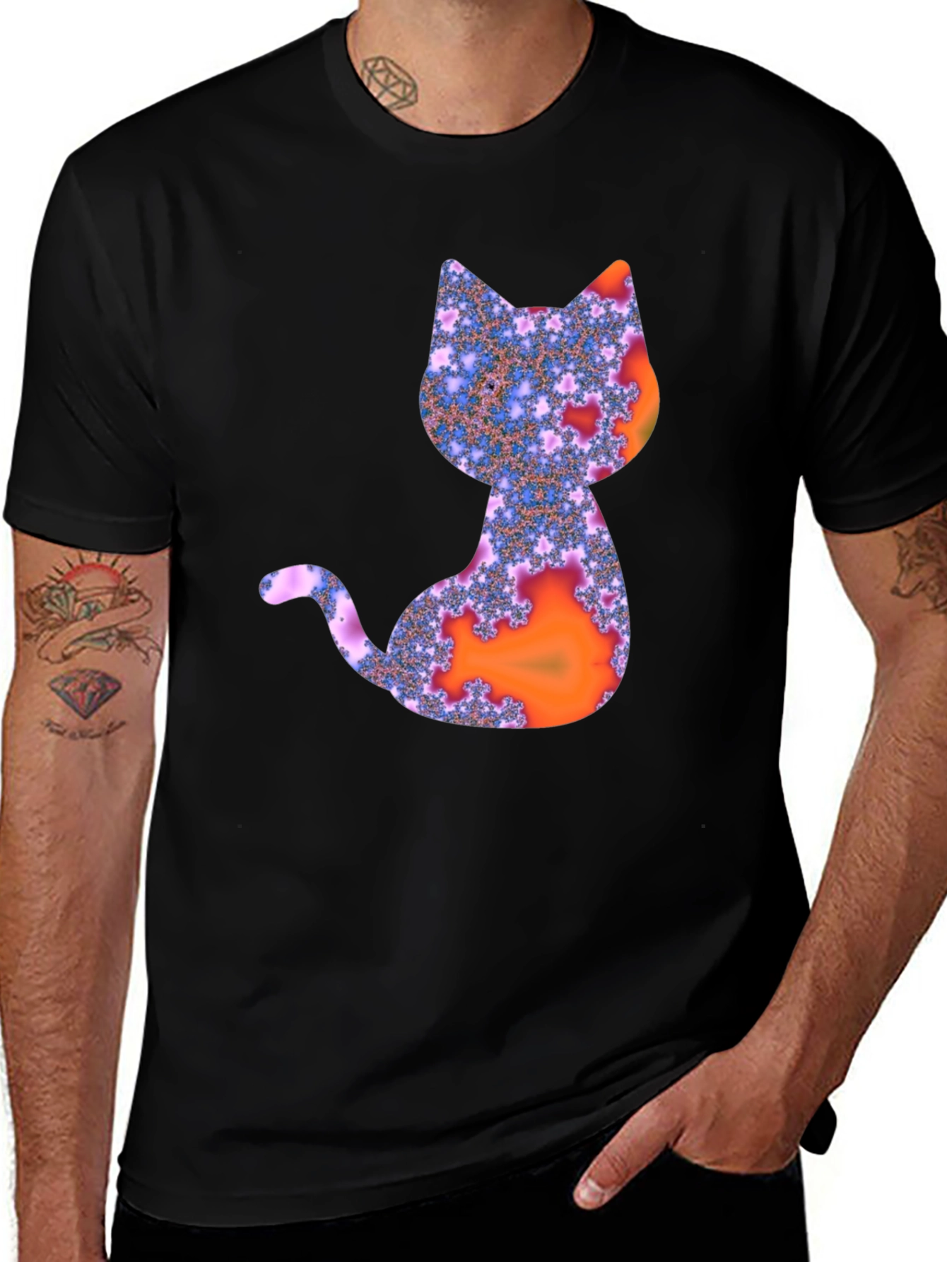 Fractal Cat Graphic Tee - Unique Design!