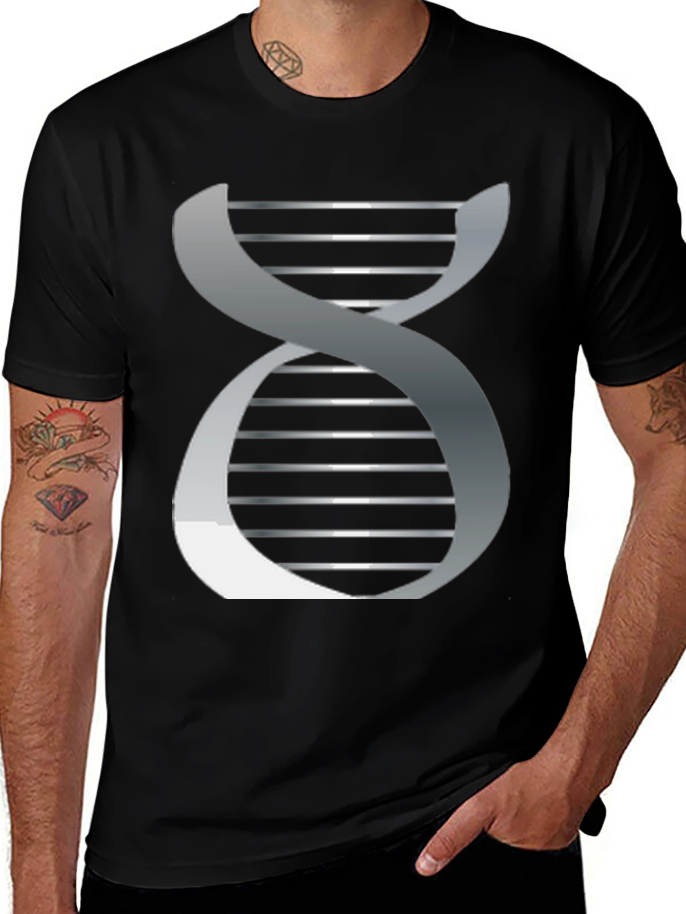 Variant 6 of DNA Silver Graphic Tee - Black