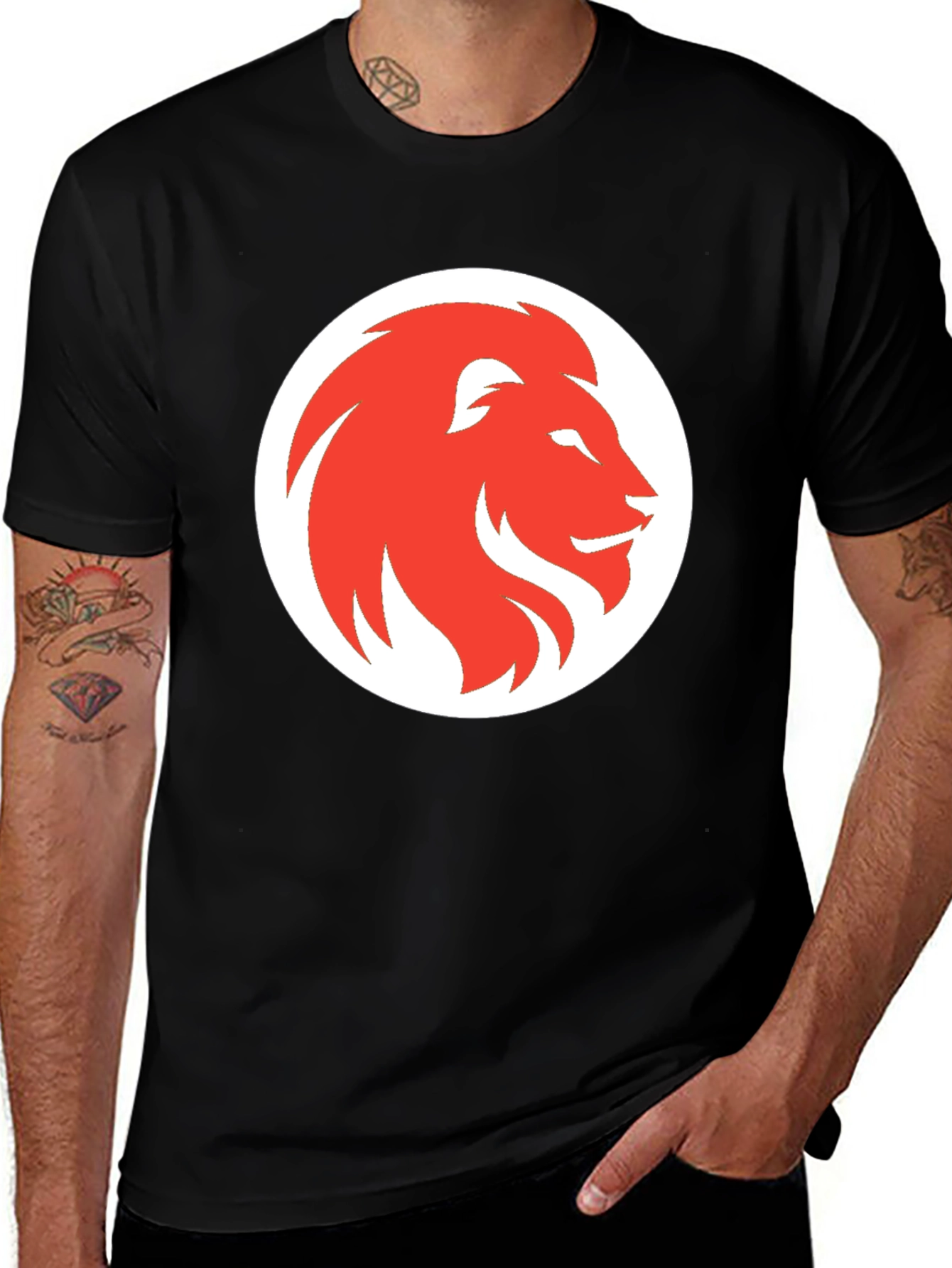 Variant 25 of Lion Graphic Print Men's Black T-Shirt